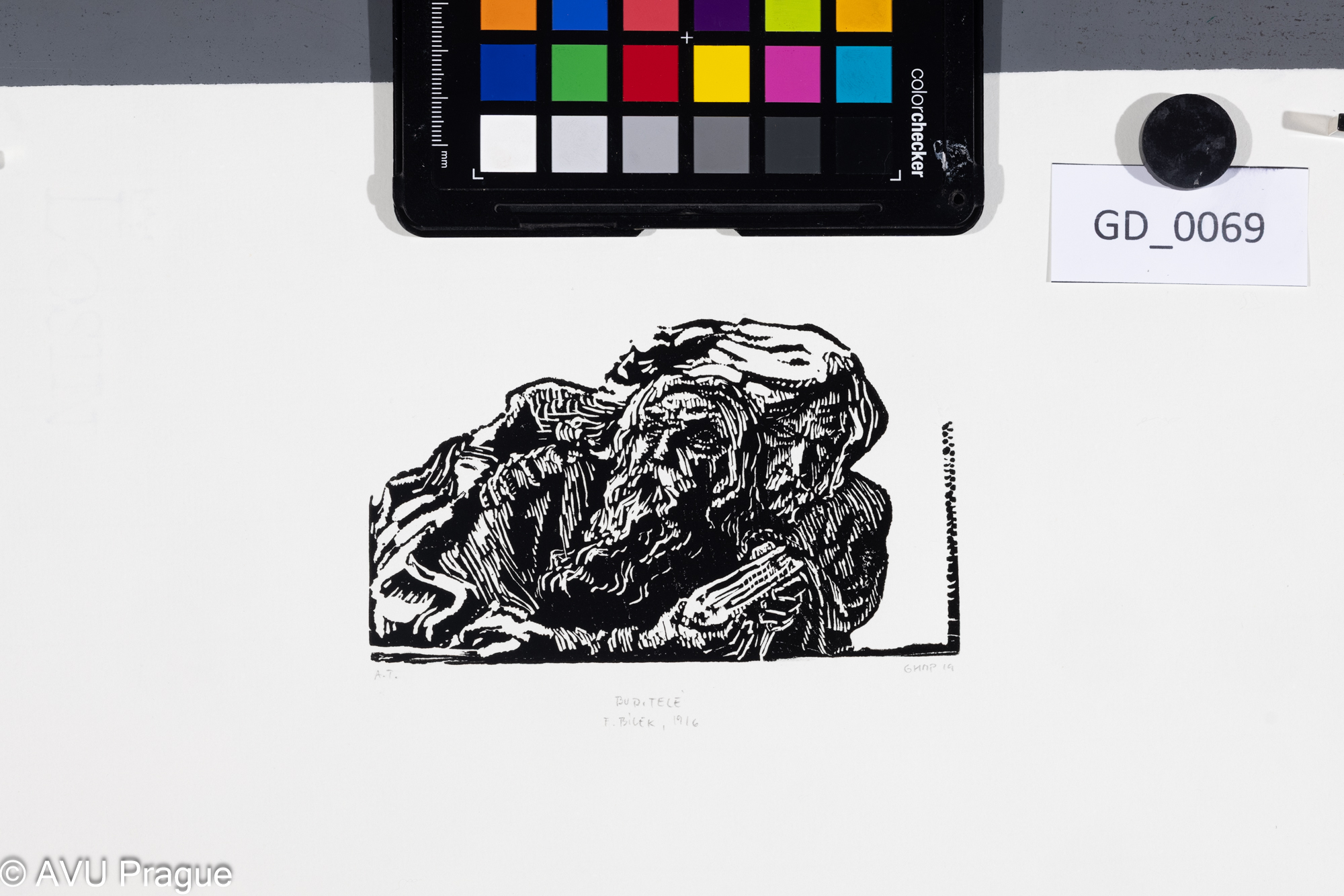 František Bílek;Buditelé; 1916;Dřevoryt; 7,3 x 12,5;22,3 x 30,5;Bílek - novotisky z originálních matric GHMPtisk 2019