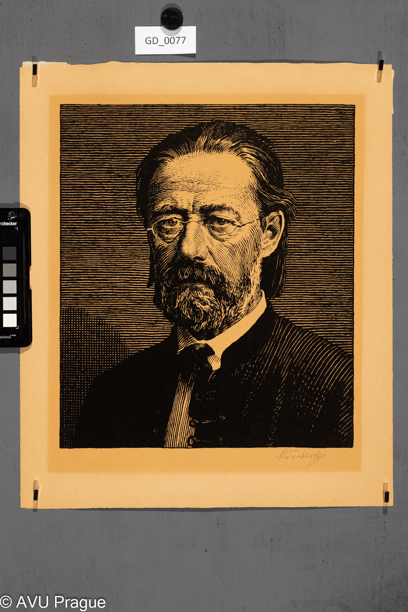 Max Švabinský; Bedřich Smetana1923; Dřevoryt; 31 x 26,5; 40,2 x 33,6; Nákdad 200; určení do kalendáře