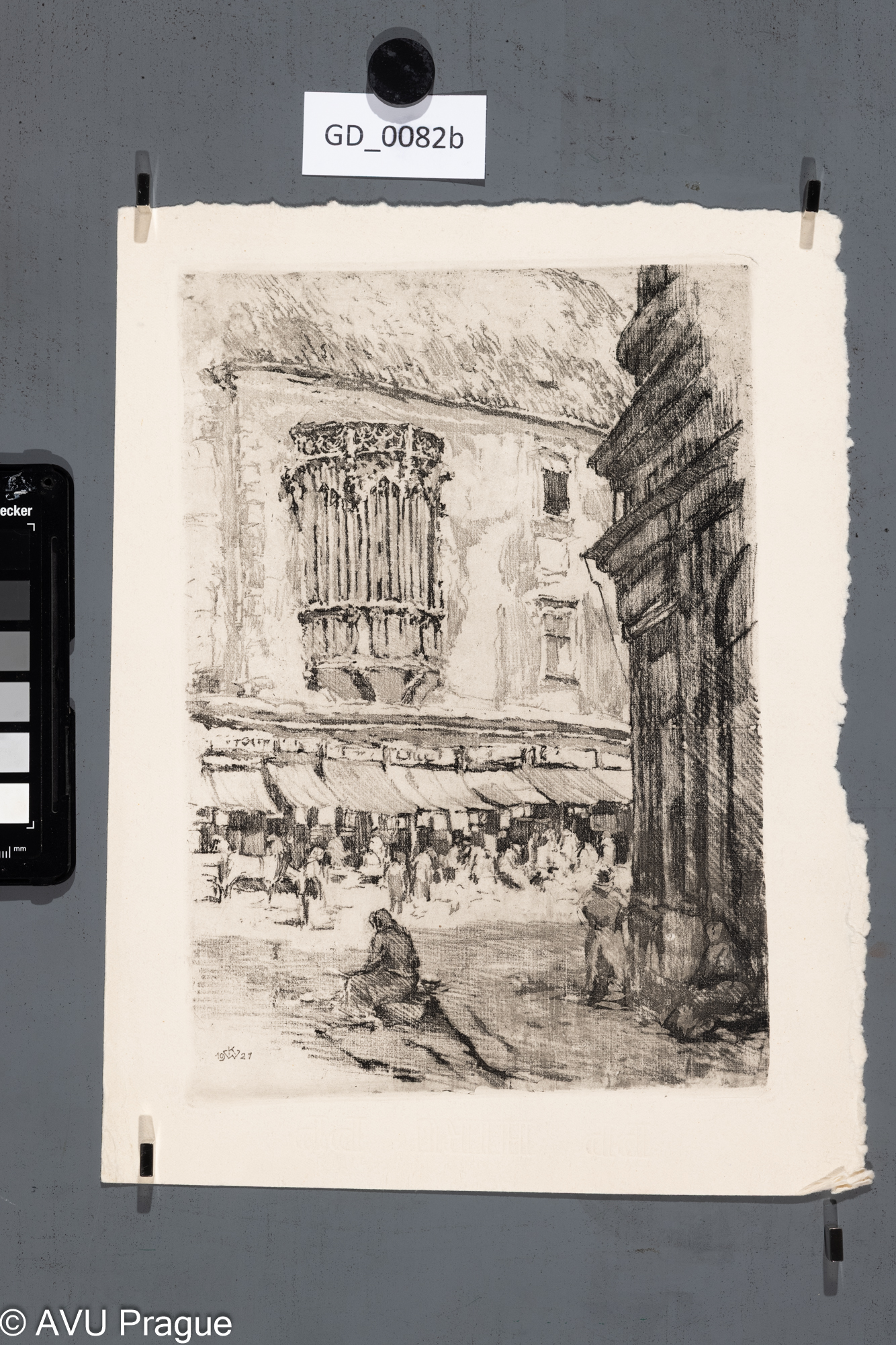 W.K.; Ovocný trh u Karlovy univerzity; 1921; Měkký kryt;17,5 x 26;29,1 x 22