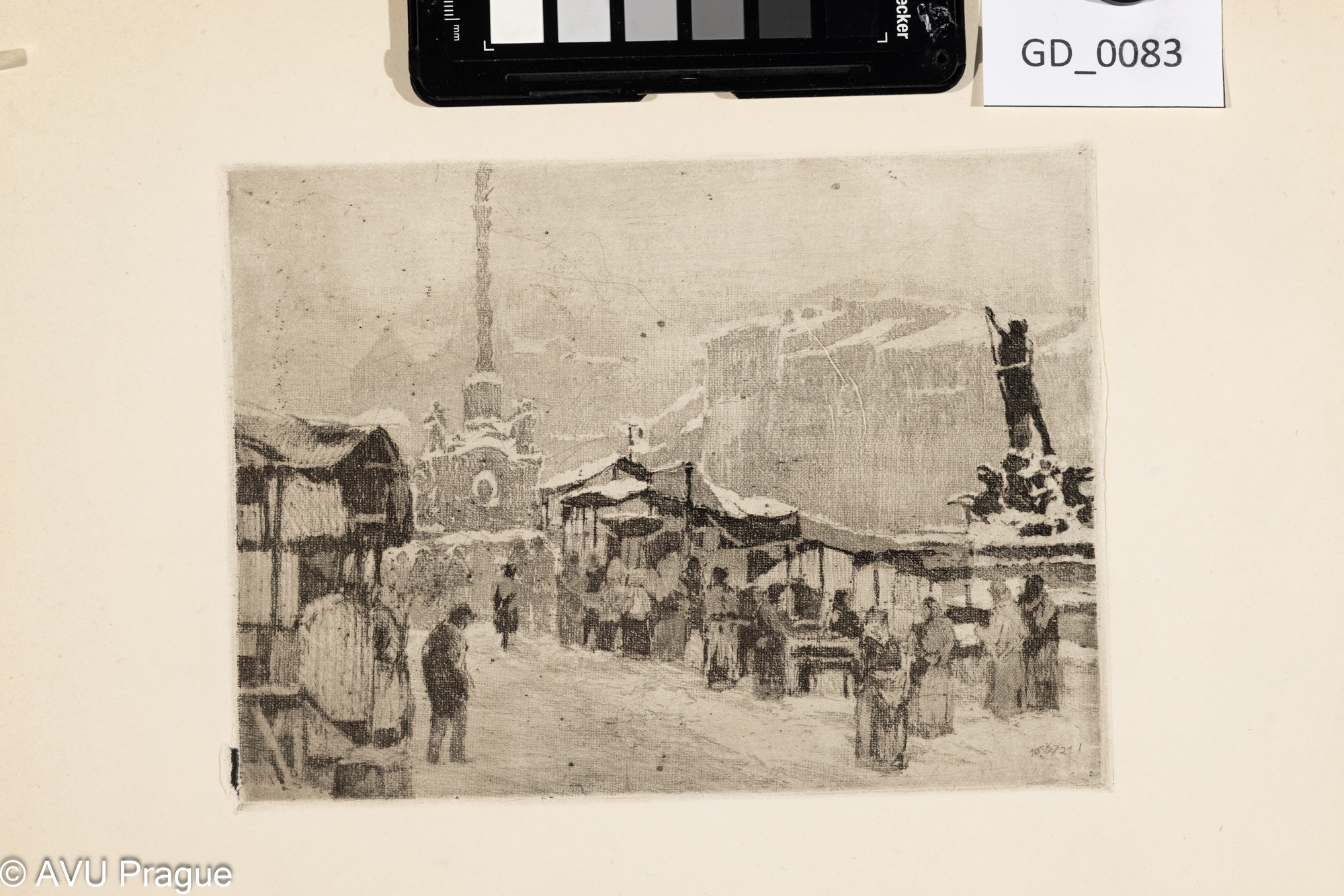 W.K.; Trh na náměstí ;1921;Měkký kryt; 14,3 x 20; 26,2 x 35,5