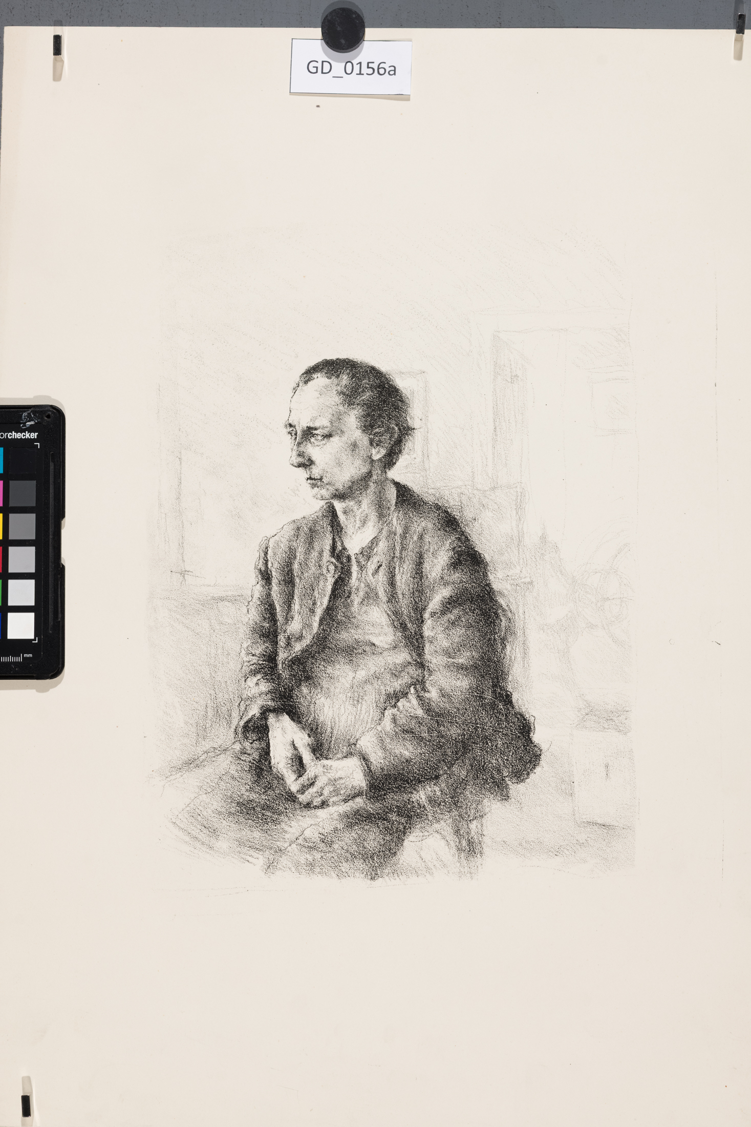 Jarmila Šírová (Dvořáčková);Sedicí žena; Litografie ; 32,5 x 28;50 x 35; Silovský