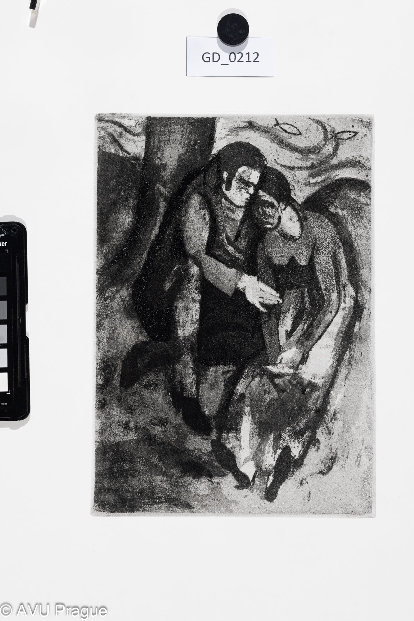 Jiřina Kubínová, ilustrace "Beethoven", Akvatinta, 25,8 x 17,7, 50 x 35, Silovský, novotisk z originální matrice 2023