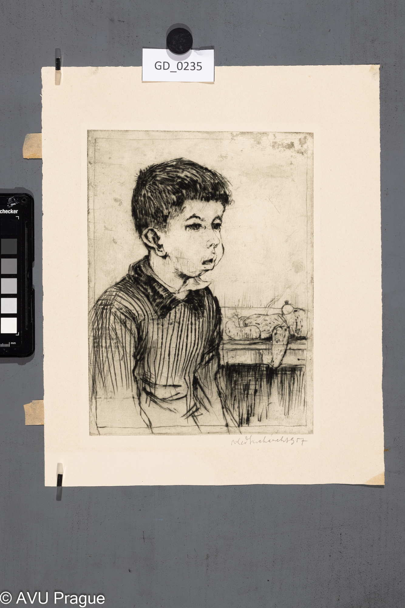 Vladimír SuchánekChlapec s medvínkem1957Suchá jehla 23,5 x 17,132,2 x 25,9Silovský