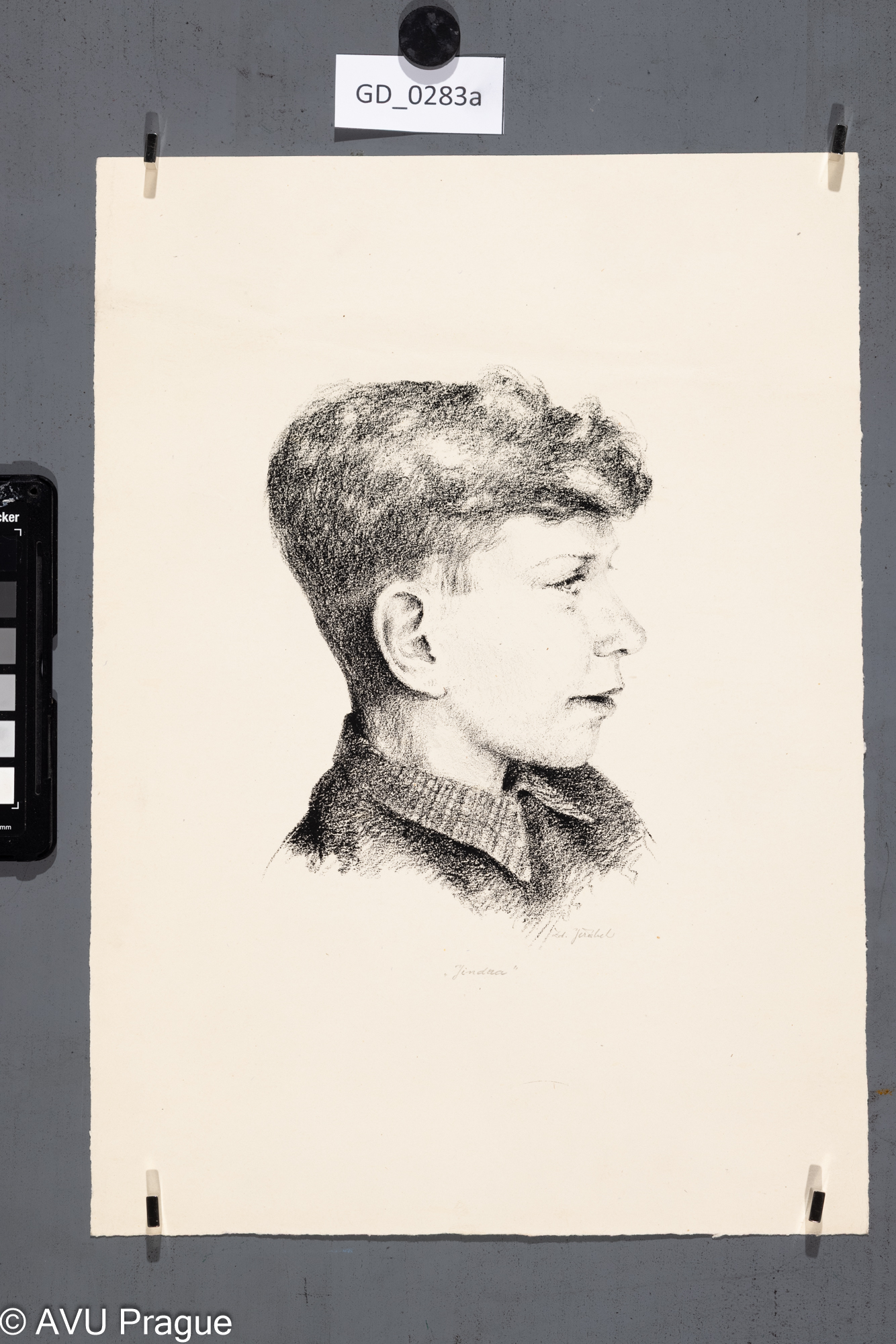 Zdeňek Jeřábek, "Jindra",Litografie, 19 x 16, 35 x 25Pukl