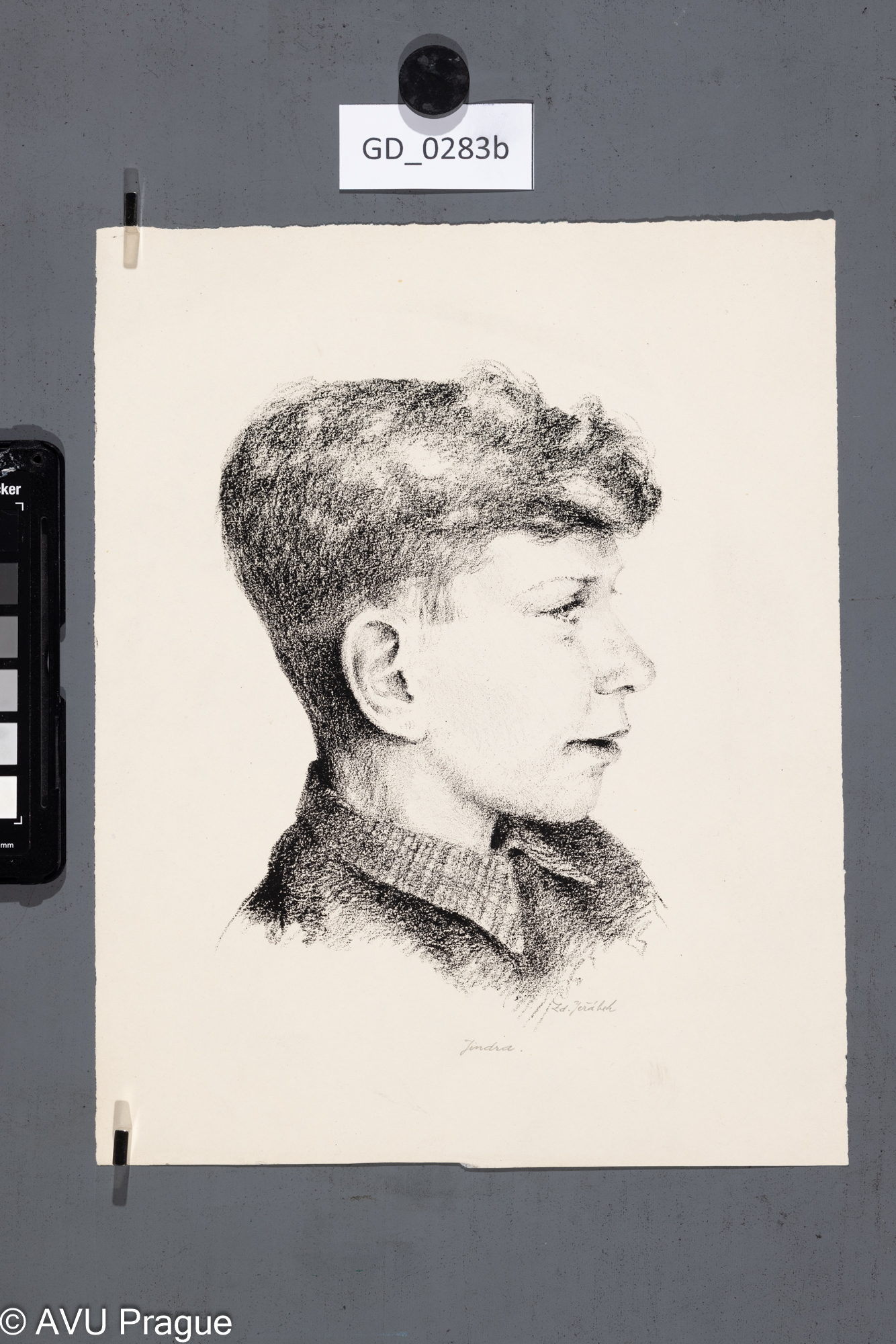 Zdeňek Jeřábek, "Jindra",Litografie, 19 x 16, 26,7 x 21,Pukl