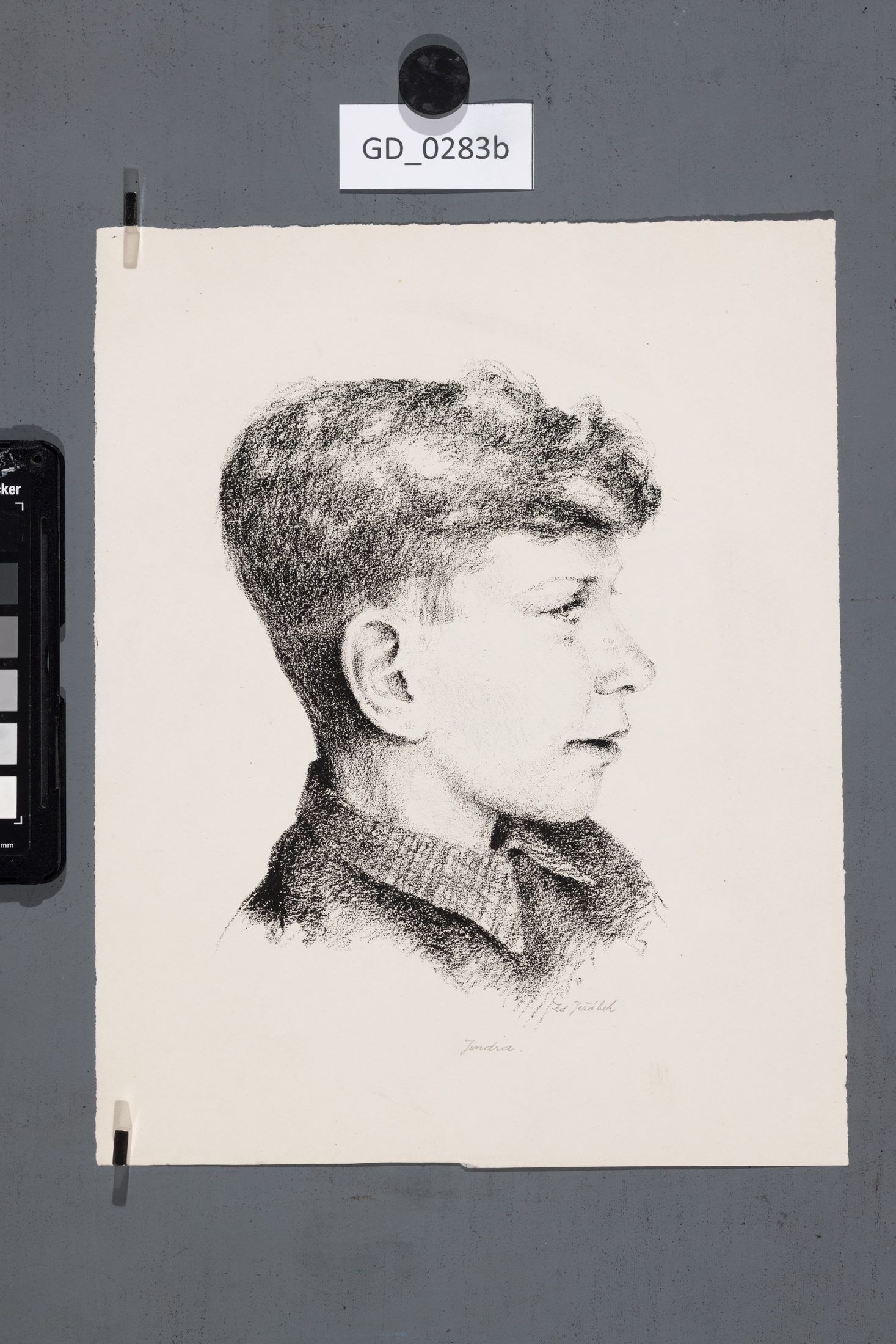 Zdeňek Jeřábek, "Jindra",Litografie, 19 x 16, 26,7 x 21,Pukl