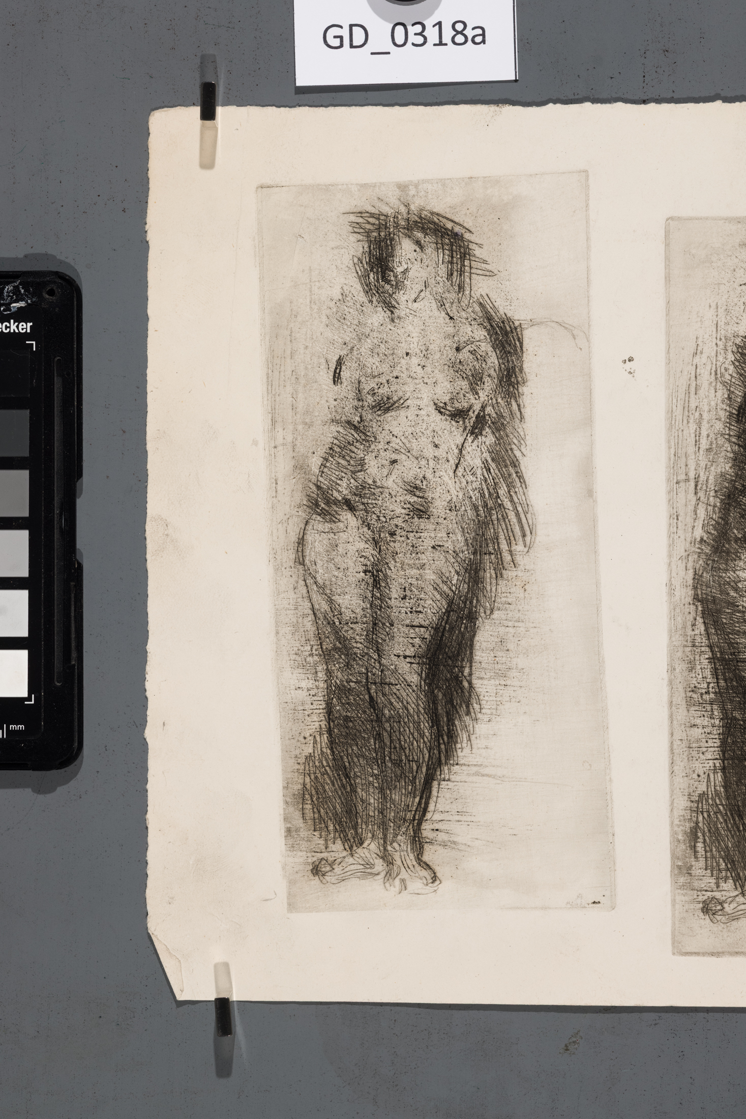 Karel Paták, Ženský akt,Lept, 18,5 x 8,4, 22,8  x 35,PuklI. Stav