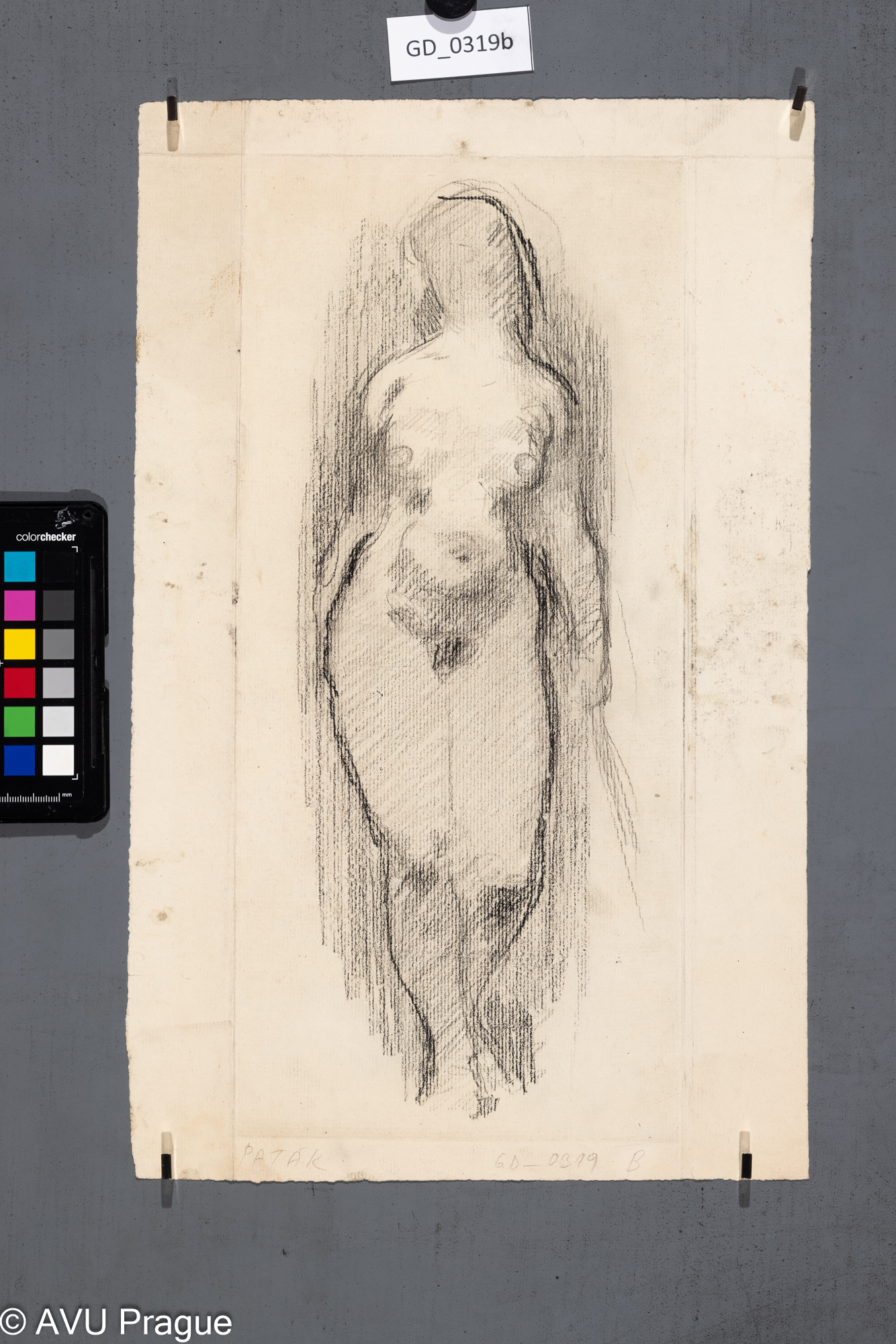 Karel Paták, Velký ženský akt,1954, Lept / Kresba, 38,8 x 17,5 , 42 x 26,4, Pukl1 stav