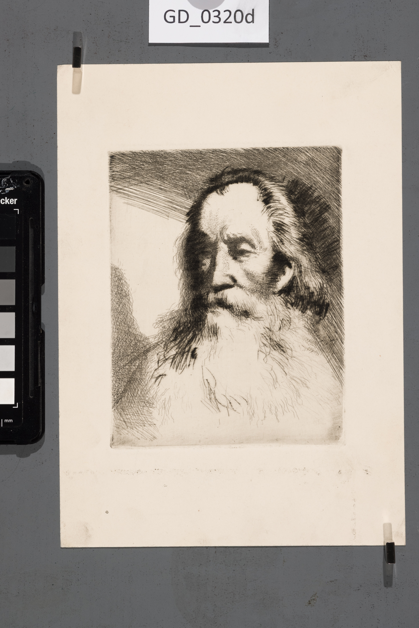 Karel Paták, Hlava starce,Lept / Suchá jehla, 13,6 x 10,9 ,22,1 x 15,7, Pukl
