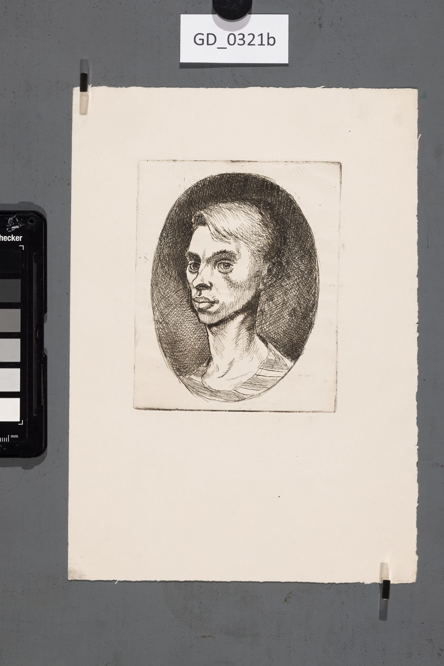 Karel Paták, Hlava mladíka (autoportrét?), Lept, 12,7 x10,3,25,1 x 17,6, Pukl