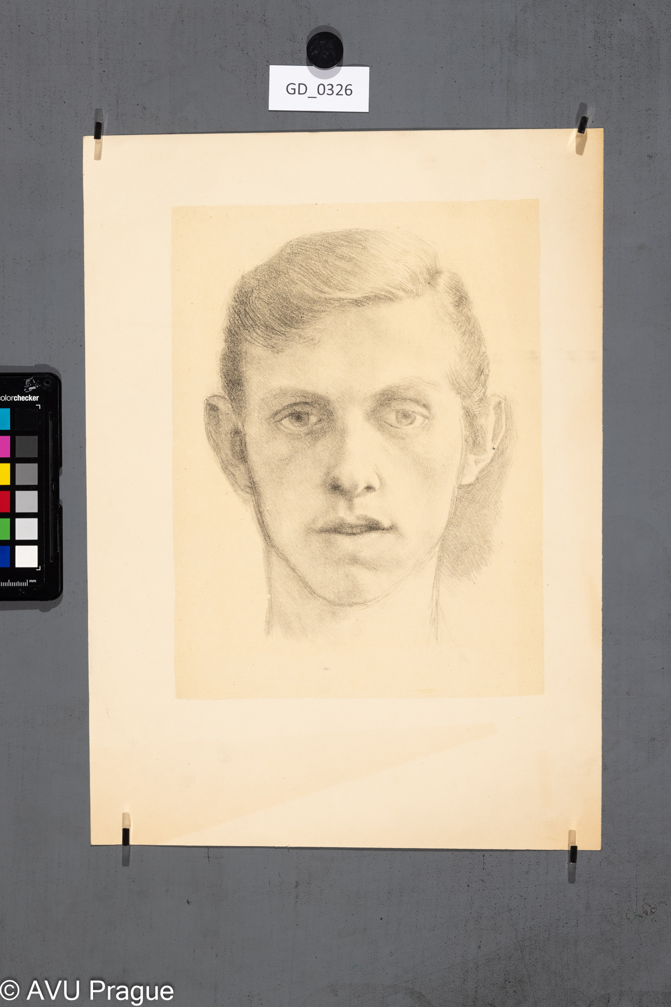 Karel Paták, Autoportrét, 1951,Litografie - podtisk, 27, 2 x  20, 2, 39,6 x 28, Pukl