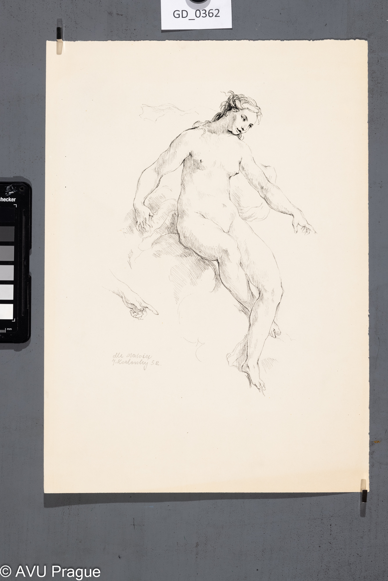 Jiří Kozlovský, "dle maroize" - ženský akt, 1952, Litografie,35 x 25Pukl