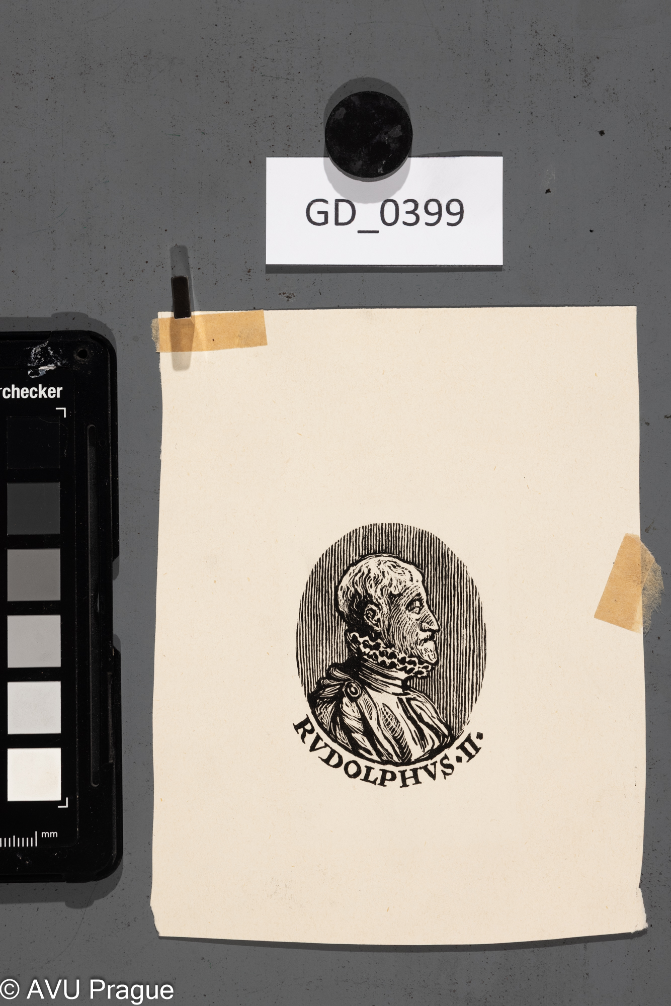 Neurčen, Ilustrace - Rudolf II., Dřevoryt, 14,5 x 11,3,Silovský ?