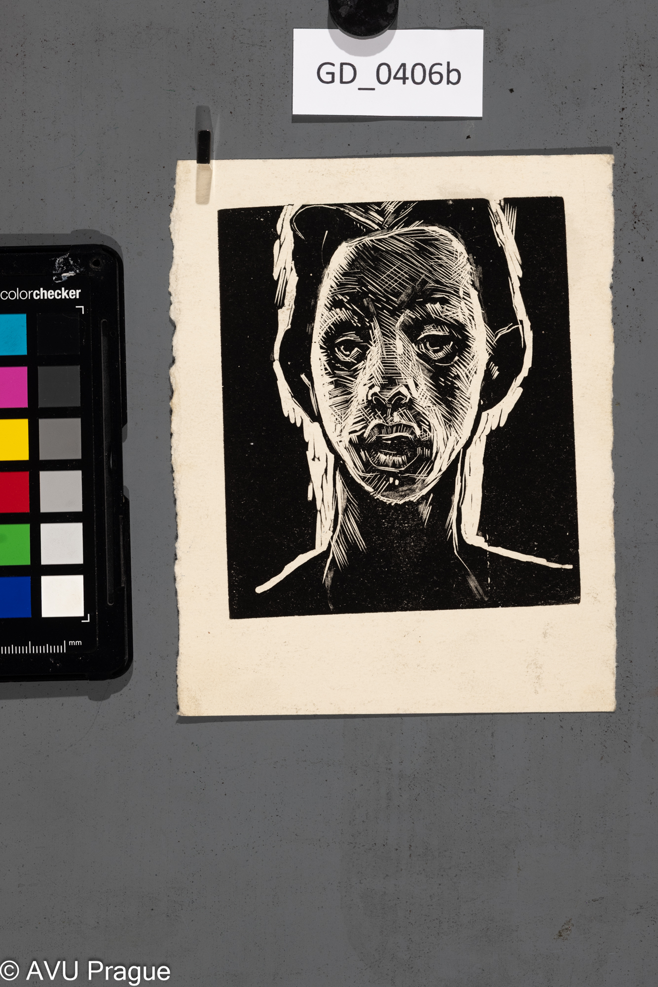 Neurčen, Hlava, Dřevoryt, 11,8 x 10, 16 x 12,5, Silovský ?