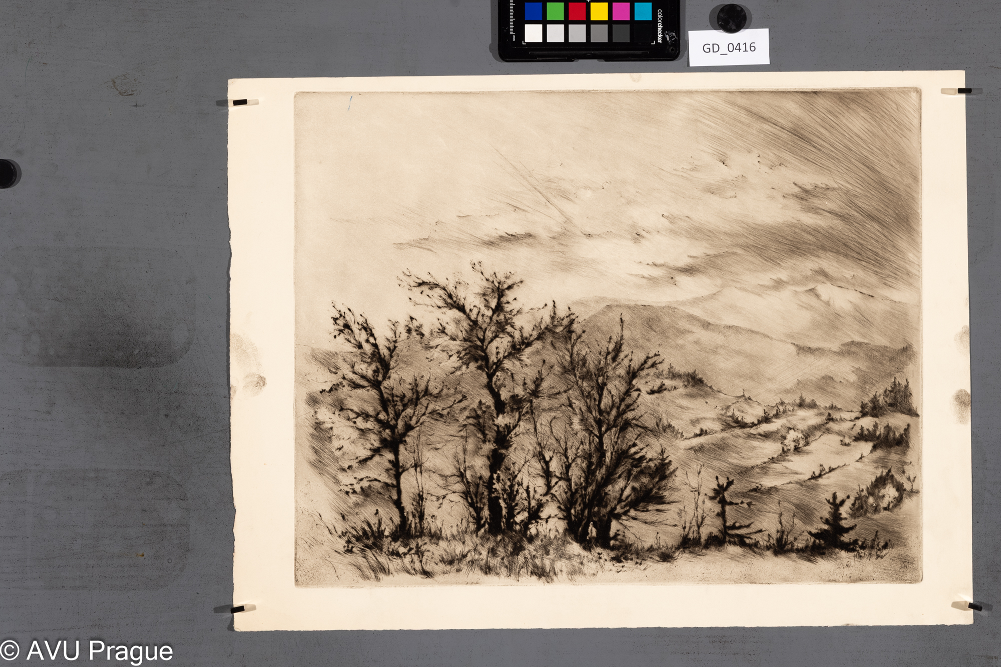 Neurčen, Horská krajina,Suchá jehla, 34,2 x 43, 38 x 50,7