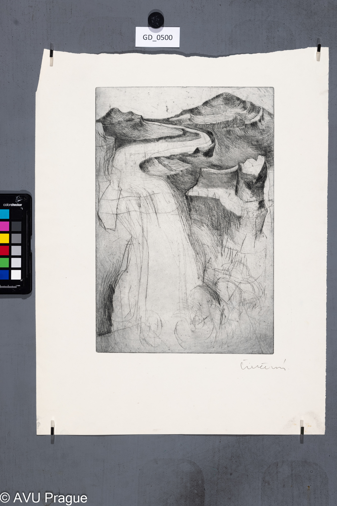 Eva Činčerová, Krajina,Suchá jehla, 33,1 x 22,1, 48 x 36Tittelbach