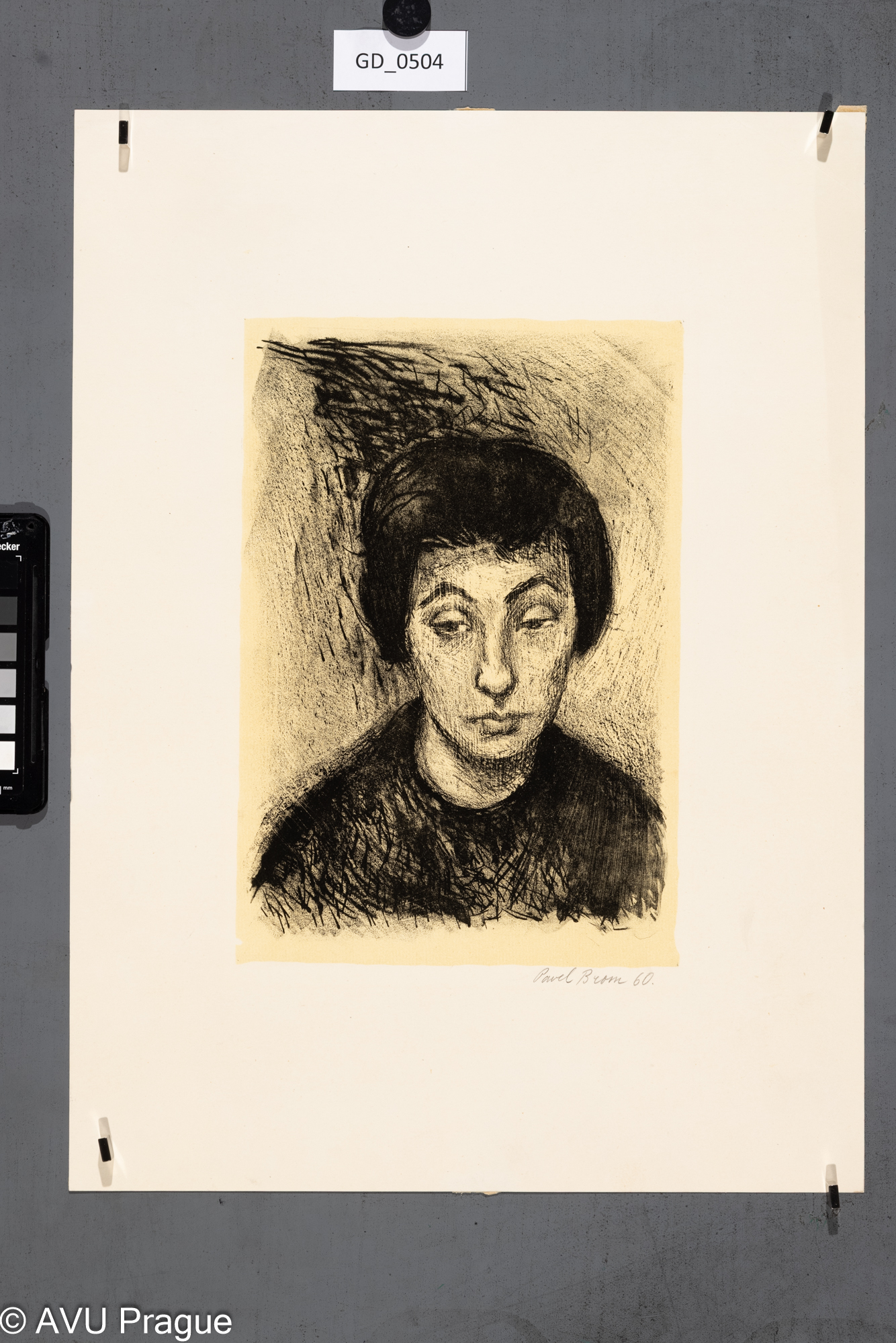 Pavel Brom, Busta ženy, 1960,Litografie - podtisk, 26,8 x 18,5, 45 x 33, Pelc