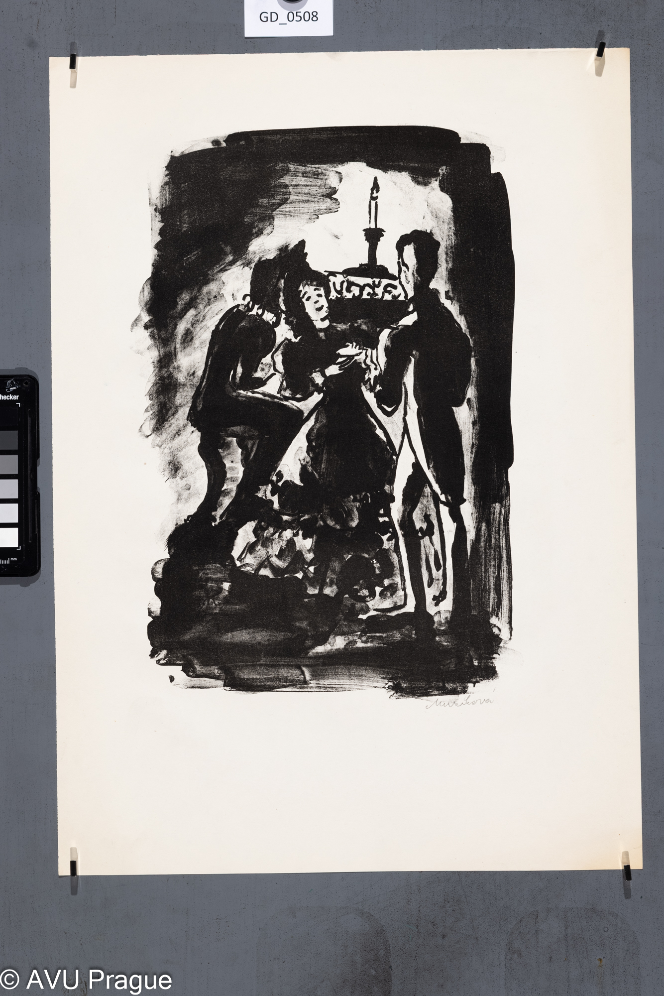 Eva Mužiková, Ilustrace - Gogol IV. ?Litografie - tuž, 35,6 x 23,5,50,8 x 36, Tittelbach