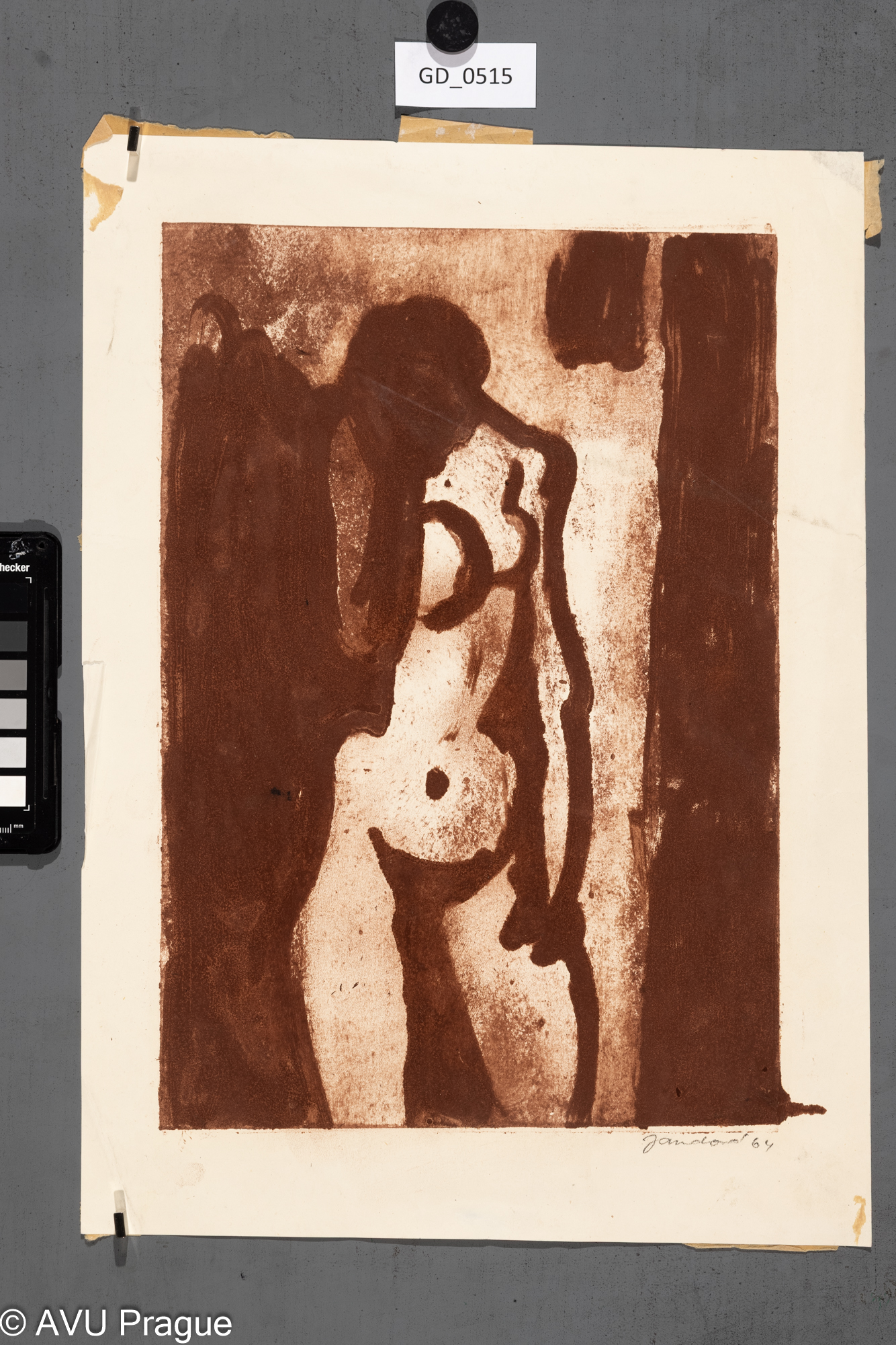 Ludmila Jandová, ženský akt,1964, Akvatinta, 35,4 x 24, 42,5 x 30,8, Tittelbach