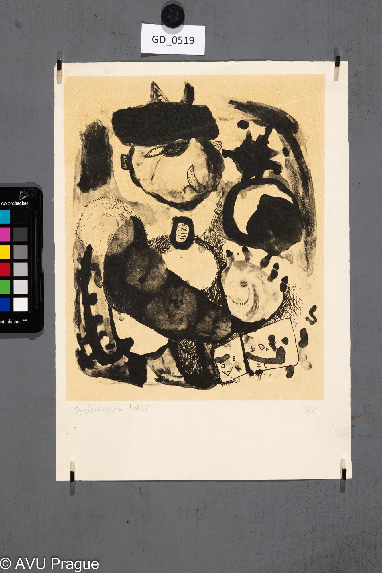 Jaroslava Severová, Kompozice I., 1965, Litografie - podtisk, 28 x 22,2, 36 x 25,5, Tittelbach