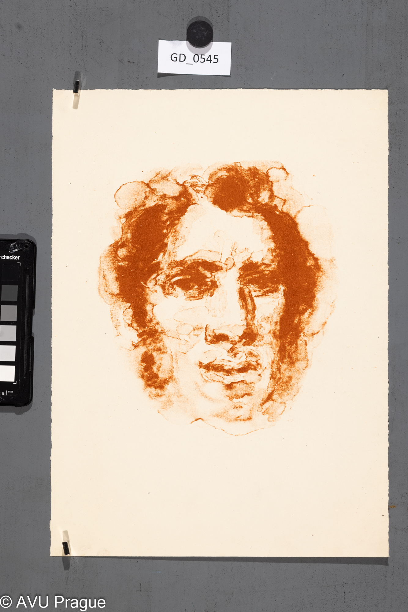 Nezjištěno, Obličej, anfas, 60. léta,Litografie, 20,5 x 18,35 x 25