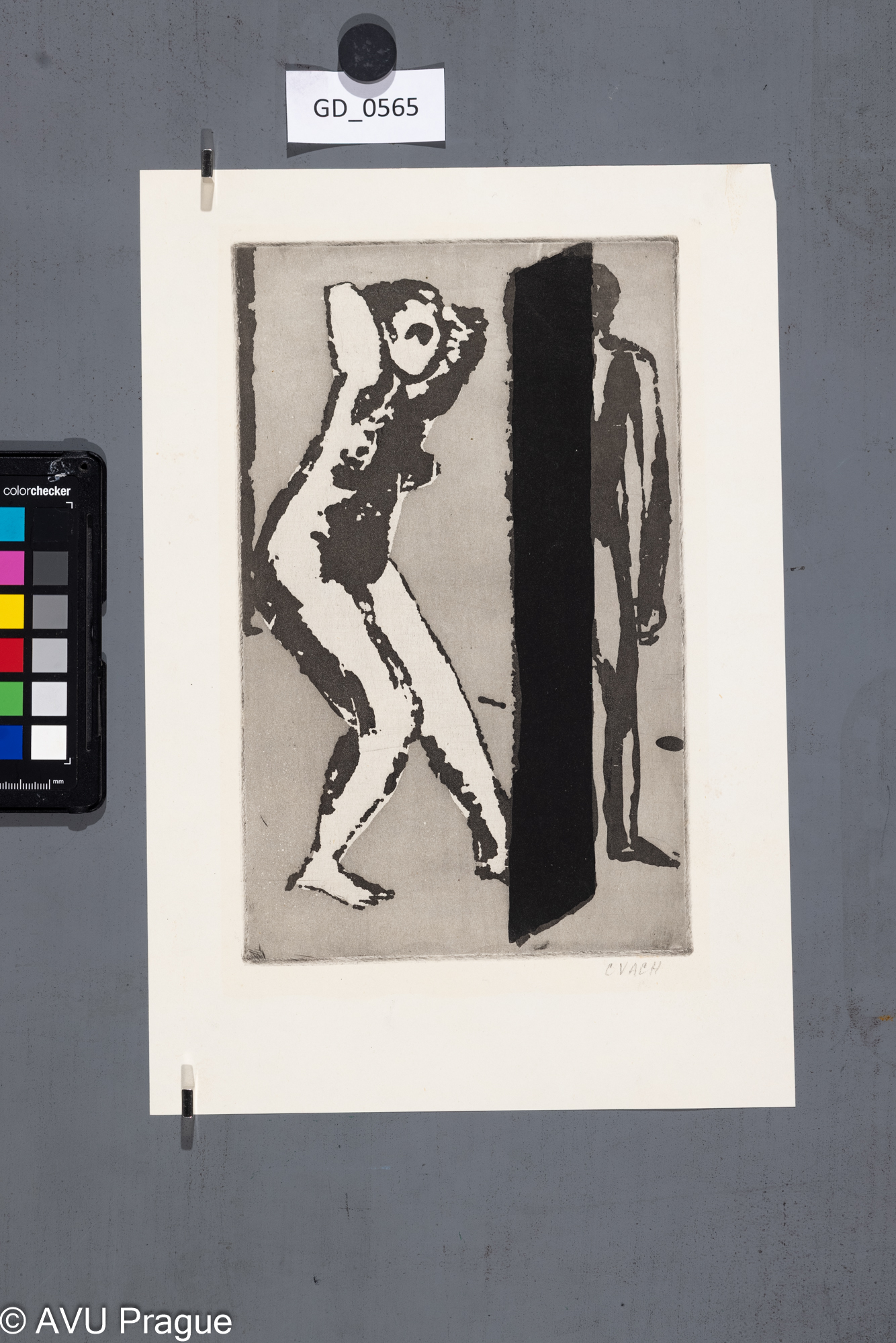 Miloš Cvach, Dvojice, Rezváž, 25 x 15,5, 32,8 x 22,3, Lidický