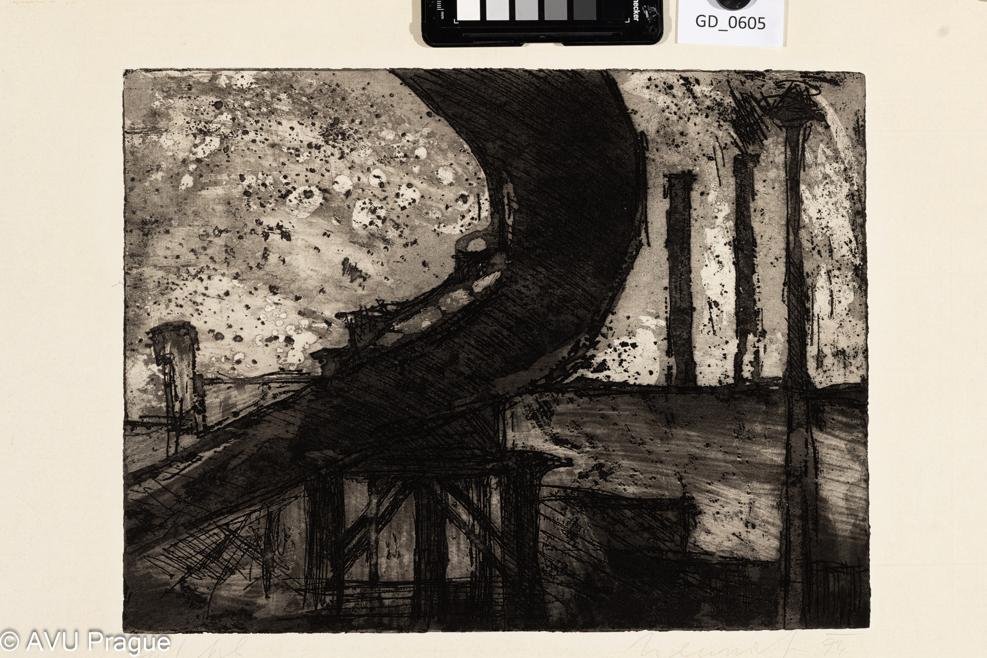 Vladimír Neuwirt, Továrna, 1974,Lept / akvatinta, 29 x 38,5,43,8 x 55,4, Čepelák