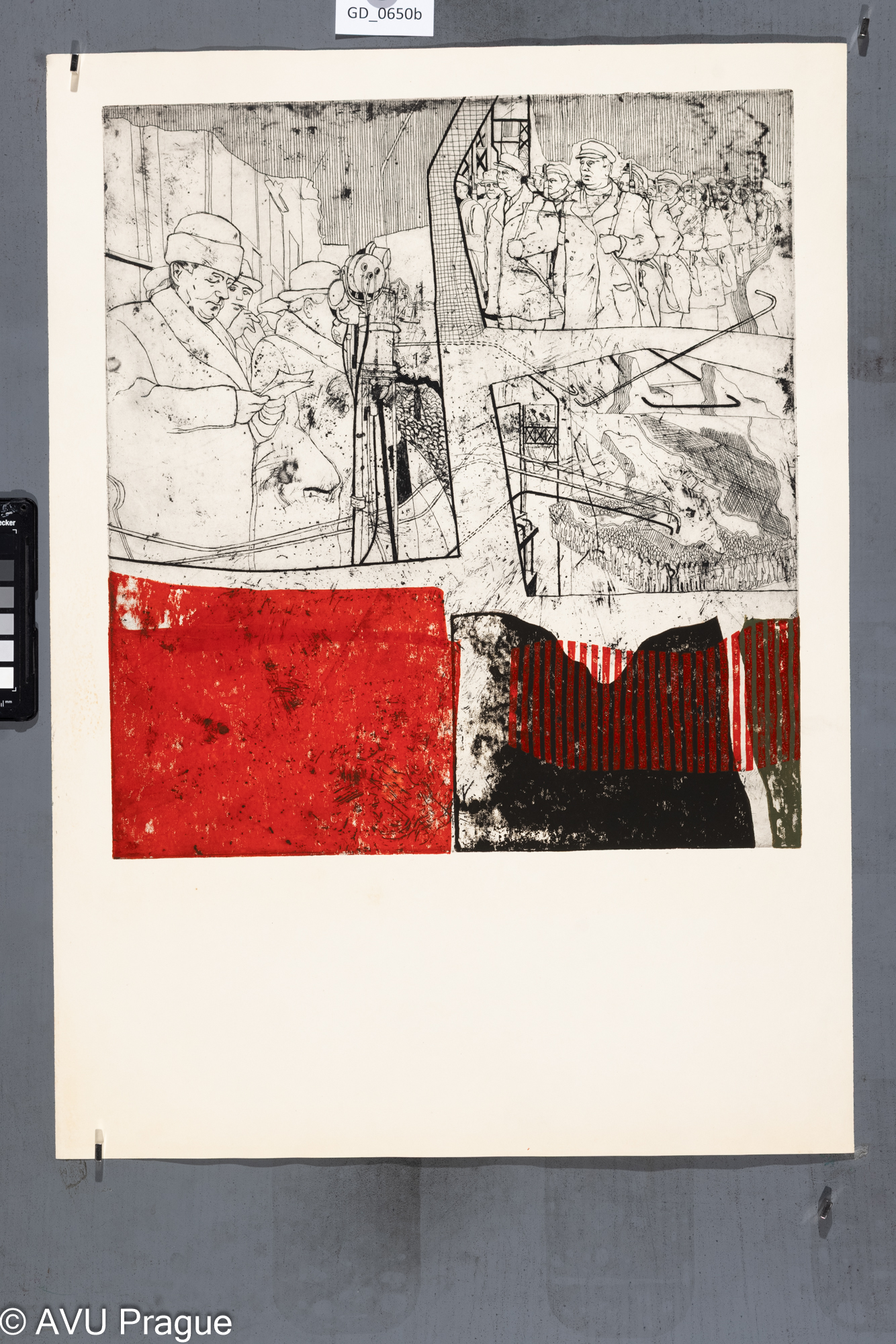 Bohdan Jelínek, Vítězný únor,Lept / linoryt, 24,2 x 38,6, 62 x 44,9, Čepelák