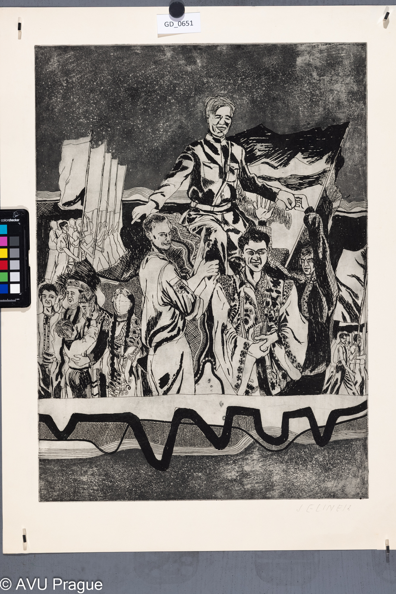 Bohdan Jelínek, Mezinárodní sjezd mládeže I., Lept / akvatinta, 58 x 41,9, 69 x 50,9, Čepelák