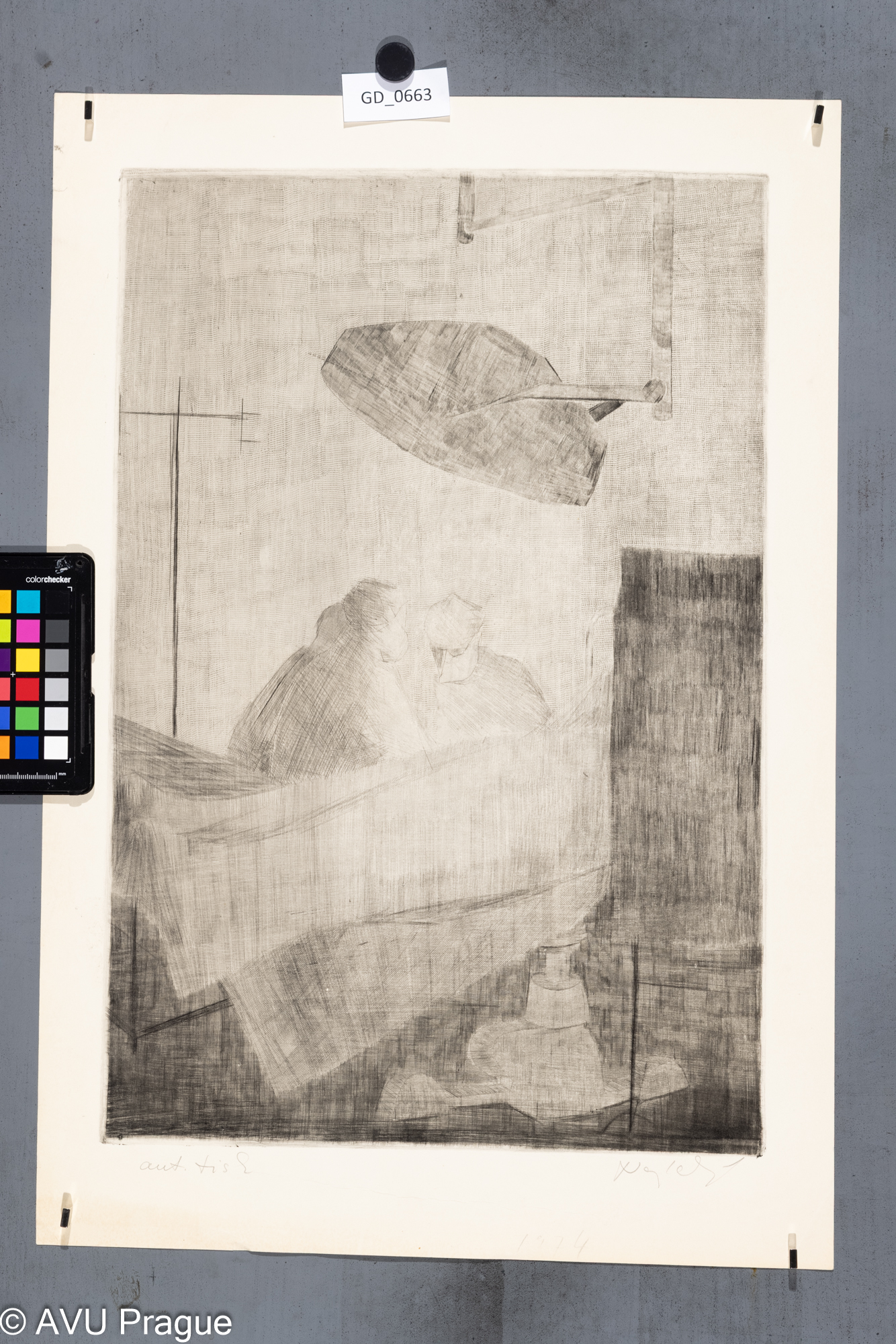 Zuzana Nováčková, Operace, 1974, Rytina skoblinou / Suchá jehla, 50,5 x 34,4, 60 x 41, Čepelák