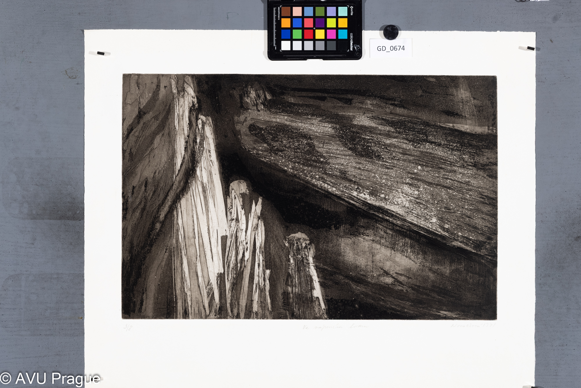 Zuzana Nováčková, Ve vápenném lomu, 1971, Rezerváž, 32,5 x 49,5,48 x 59,3, Čepelák