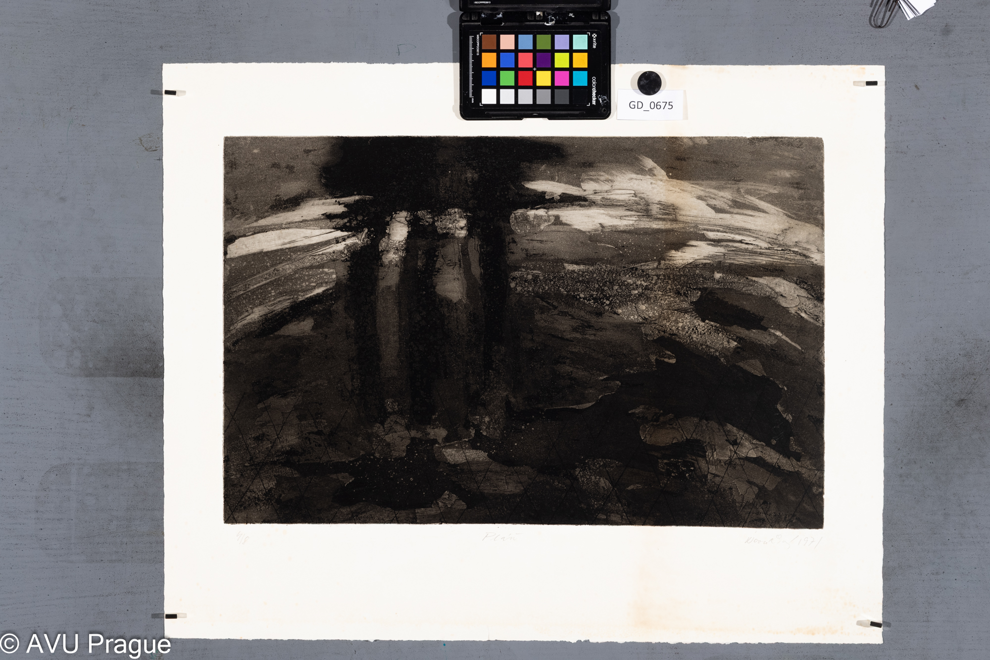 Zuzana Nováčková, Pláň, 1971,Rezerváž / suchá jehla, 32 x 49,6,47,7 x 59,2, Čepelák