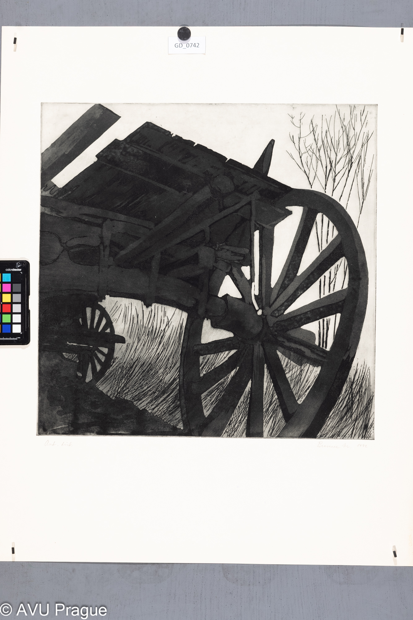 Miroslav BravenecZ cyklu člověk a stroj - Kolo u povozu1972Lept / akvatinta49,2 x 49,879,2 x 61,7Čepelák