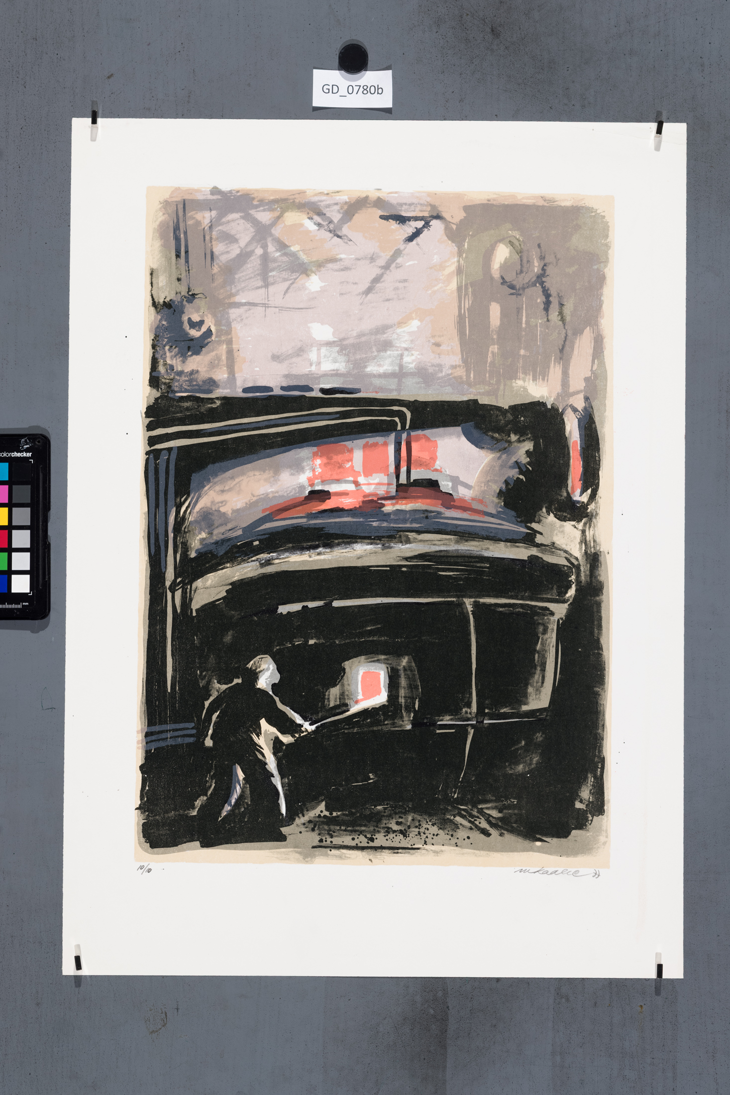 Martin KadlecTavič u pece (Hutě)1977Litografie, tři barvy, podtisk45 x 31,957,7 x 41,6Čepelák