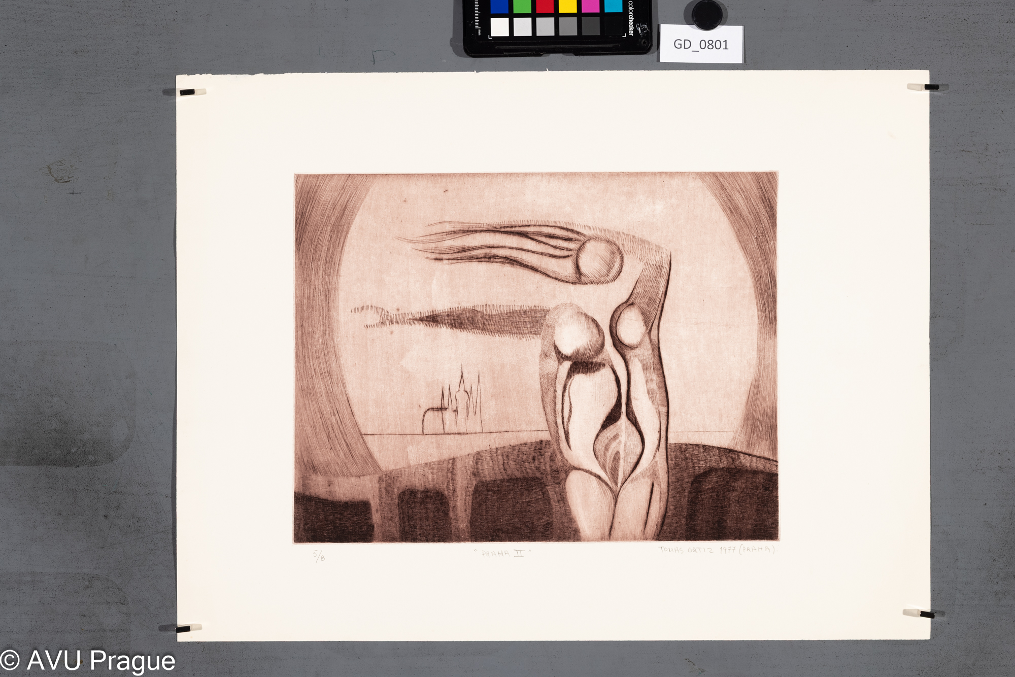 Tomas Ortiz, Praha II., 1977, Suchá jehla, 37,4 x 49,8, 37,5 x 50,
Čepelák (zahraniční stážista)