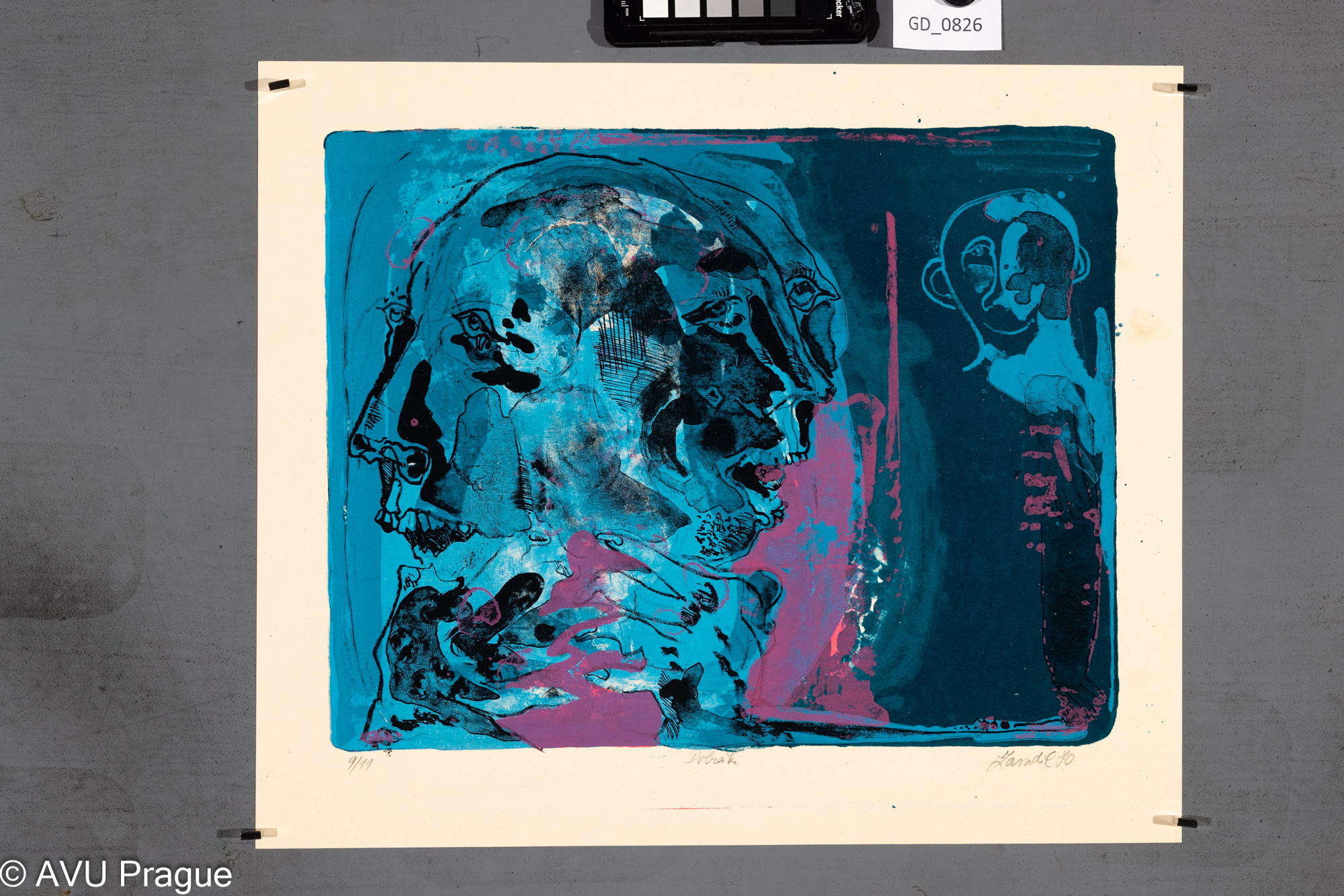 Karel Zavadil, Dobrák, 1970,Litografie, tři barvy, 29,4 x 37,4,37,3 x 44, Smetana