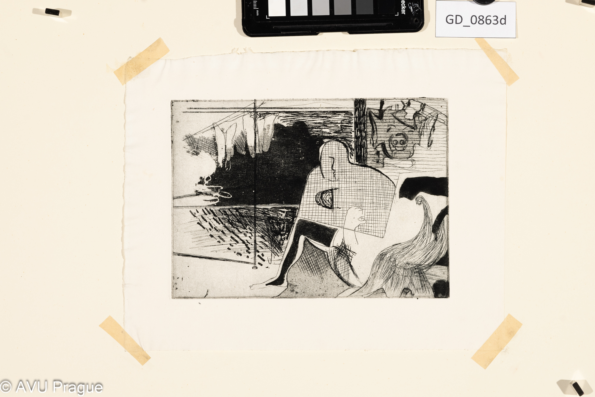 Neurčeno (Moravec ?), Vladimír Páral - Milenci a vrazi - ilustrace, Lept / akvatinta, 13,2 x 19,20,7 x 26,2,