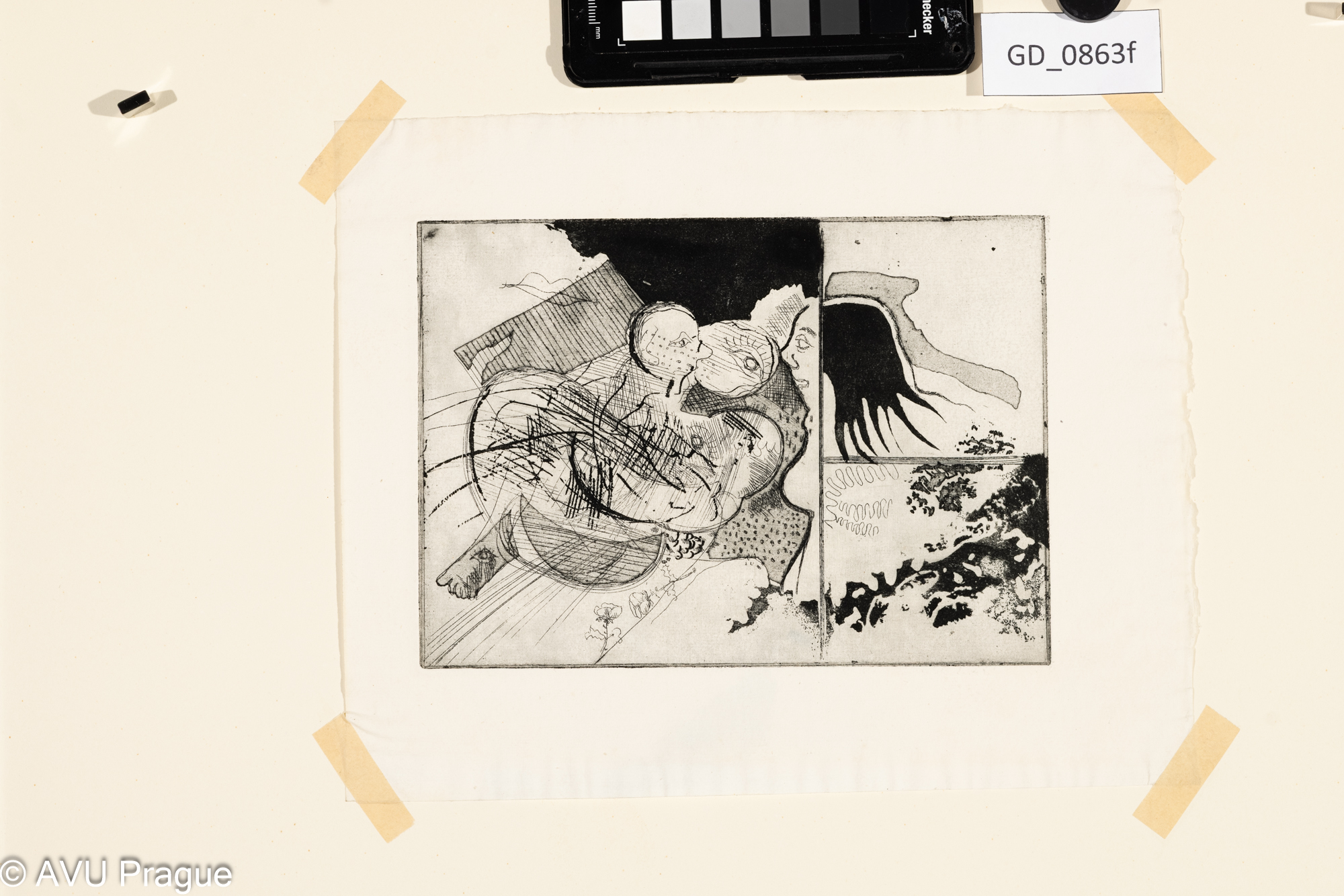 Neurčeno (Moravec ?) Vladimír Páral - Milenci a vrazi - ilustrace,Lept / akvatinta, 13,6 x 19,21,2 x 26,4,