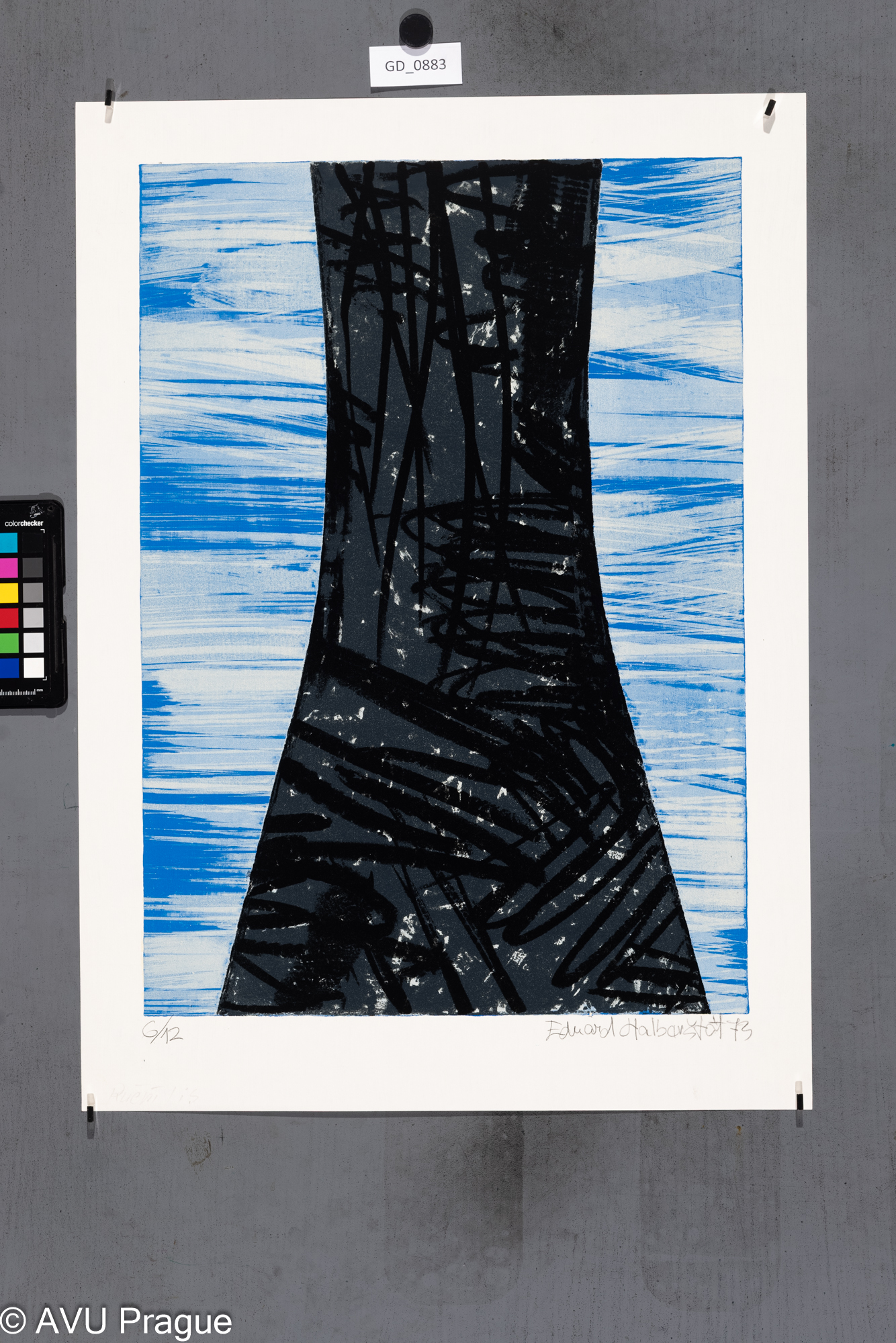 Eduard Halberštát, Abstrakce, 1973, Litografie - čtyři barvy, 51,2 x 36,2, 60,7 x 43,8, Smetana