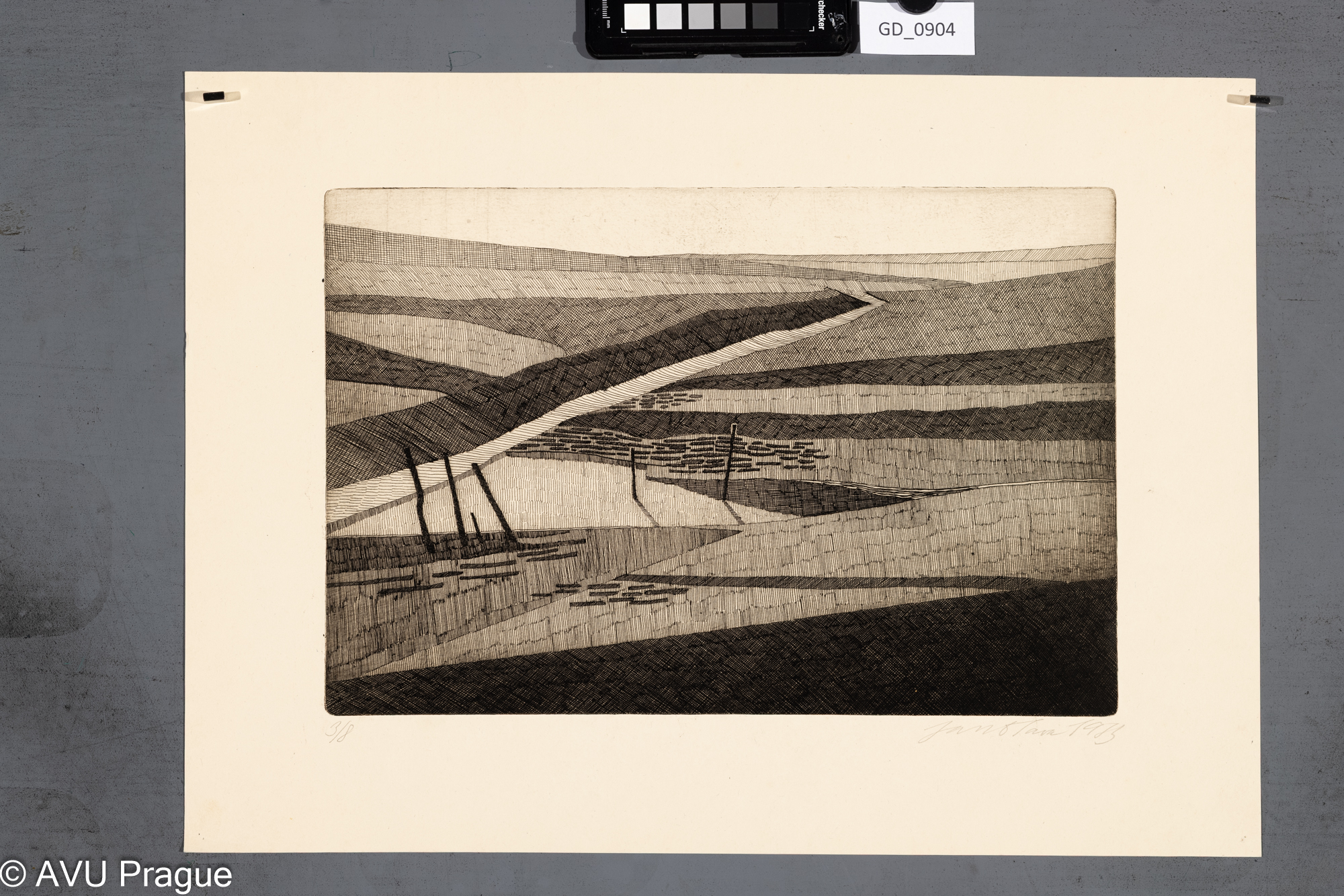 Jan Otava, Krajina, 1973, Lept,24,6 x 37,4, 37,8 x 50,4,Čepelák