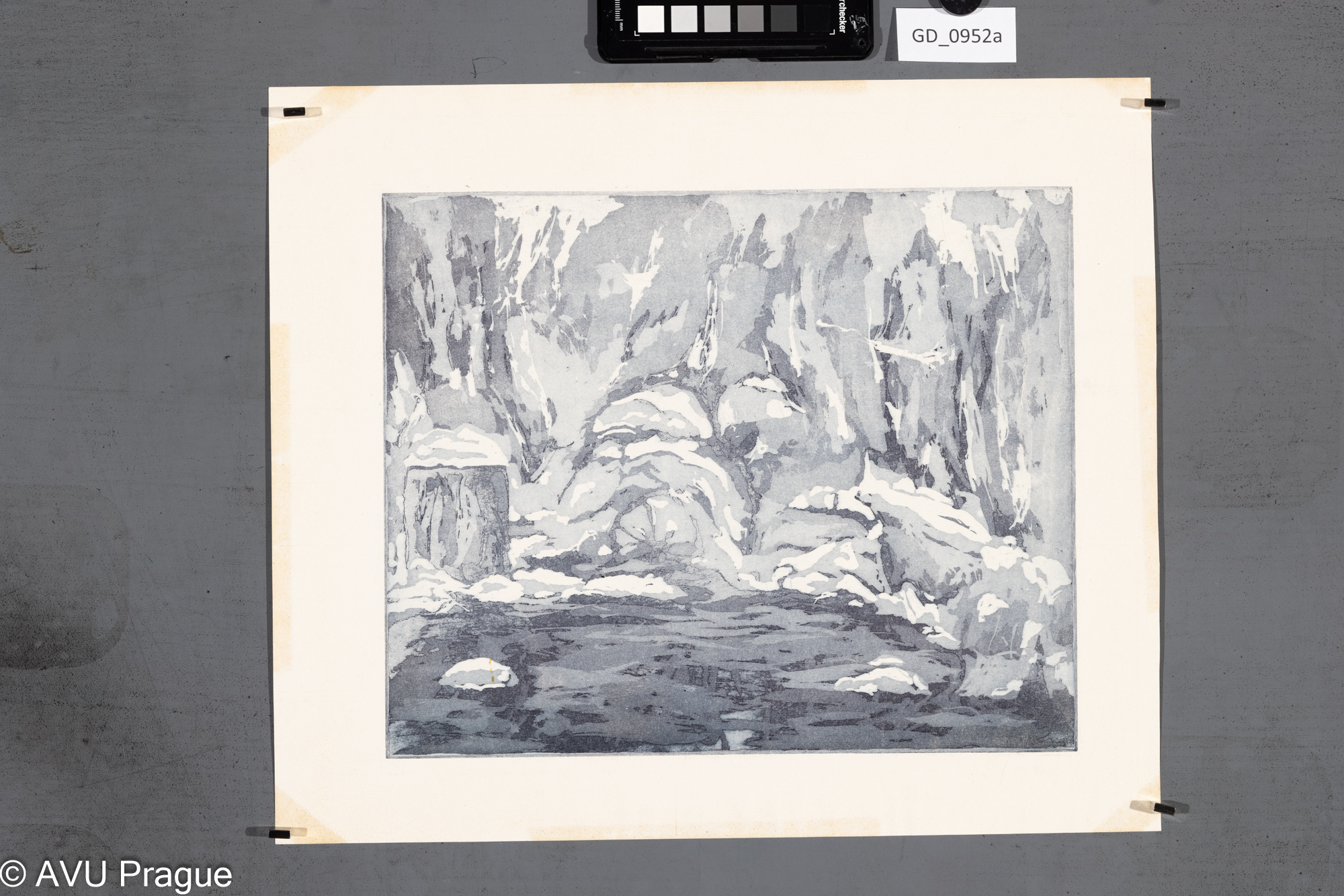 nezjištěno, Krajina,Akvatinta, 25,5 x 31,3, 34,3 x 40,2