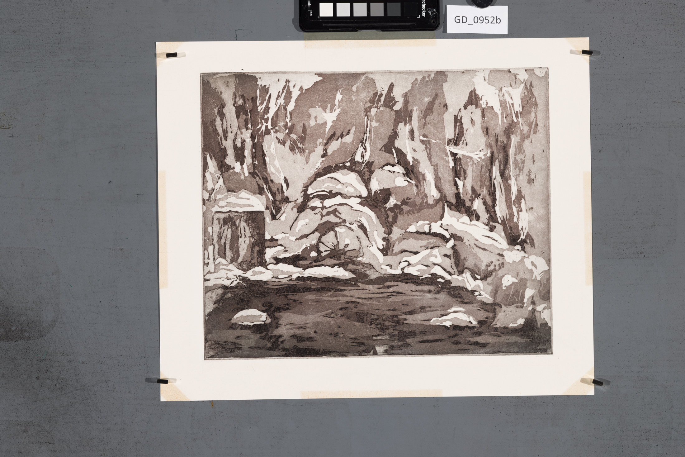 nezjištěno, Krajina,Akvatinta, 25,5 x 31,3, 31,9 x 38,6