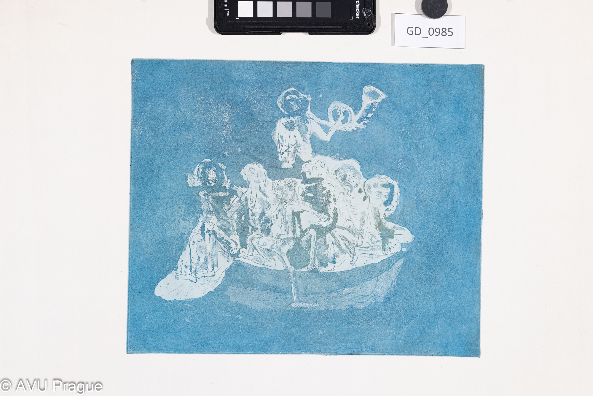 Neurčeno,  skupina lidí na lodi (ilustrace), akvatinta / lept
 22,8 x 27,5, 42 x 60,7,