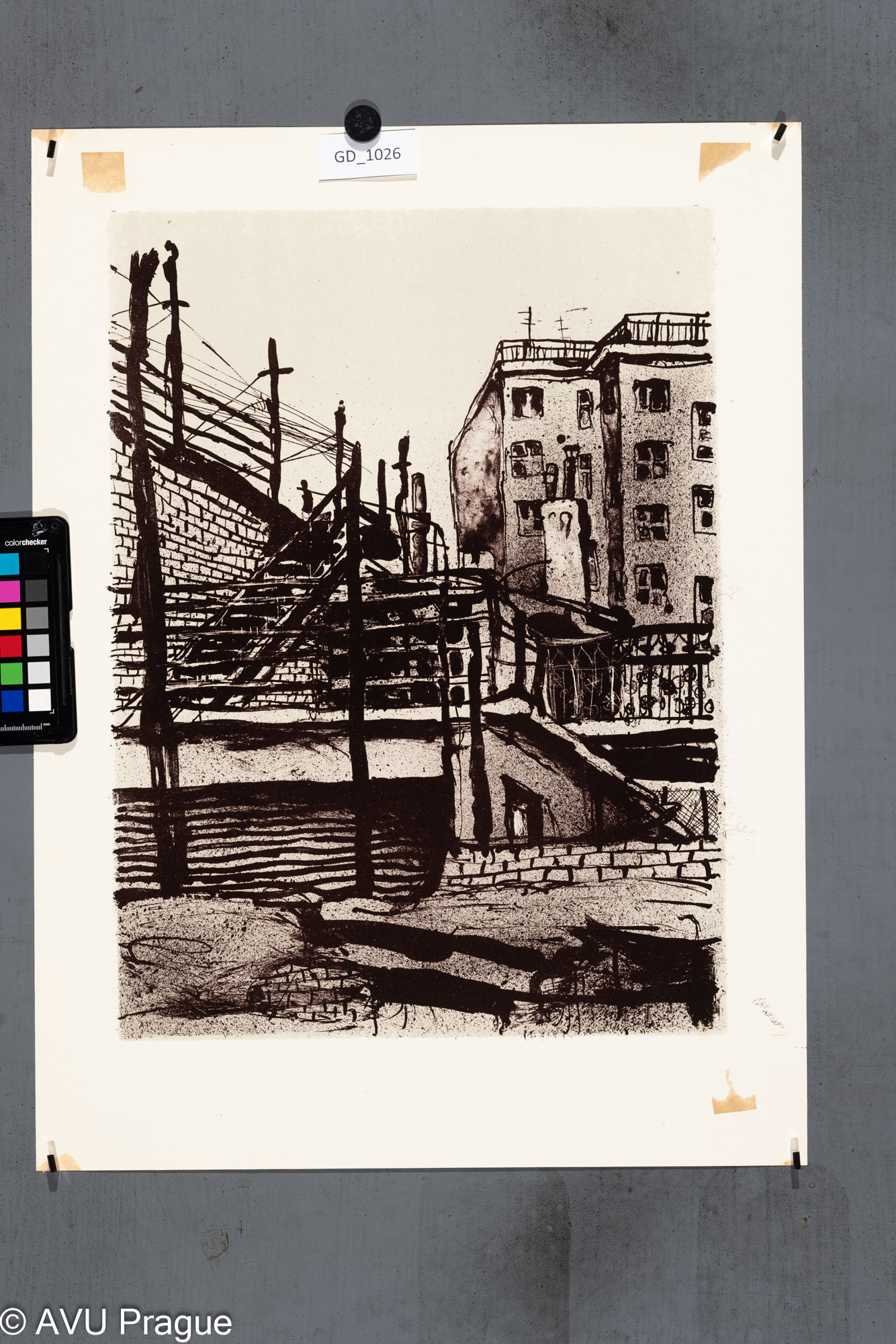 Petr Kadlec, Město, Litografie - tuž - podtisk,45,5 x 33,5,57,2 x 42,3,Čepelák