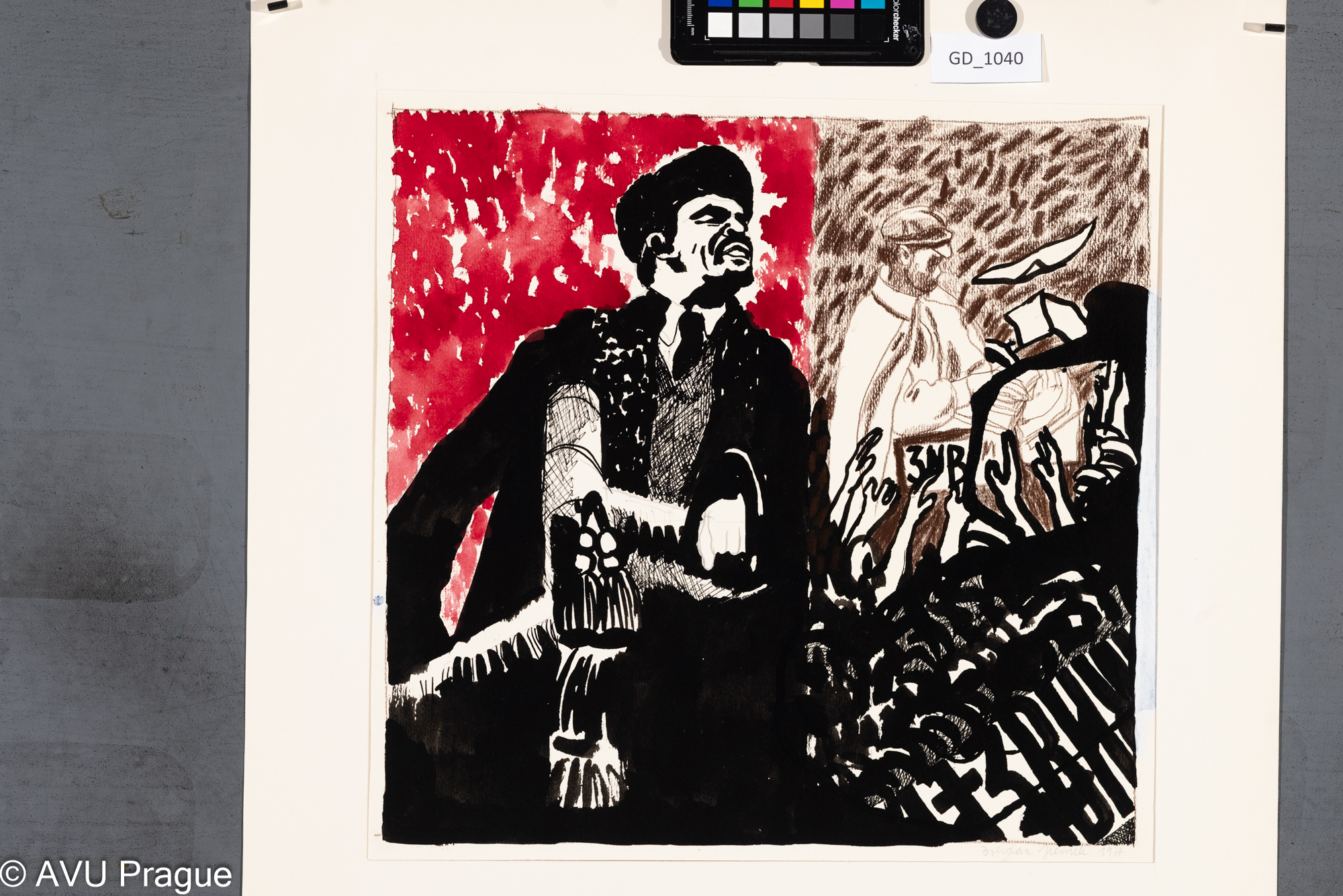 Bohdan Jelínek, Život na Rusi VII. - Lenin v čele revoluce, 1974, Kresba, 36 x 37,1, 59,4 x 42,1,Čepelák