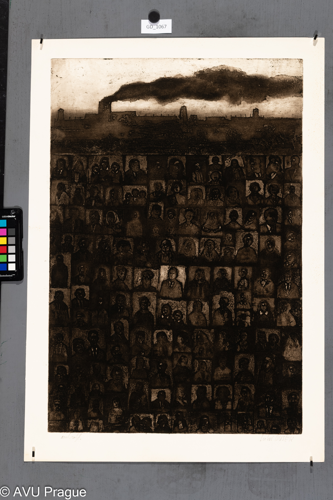 Lubomír Dušek, Terezín, 1975, Akvatinta, 64,3 x 43,3, 72,5 x 51,Čepelák