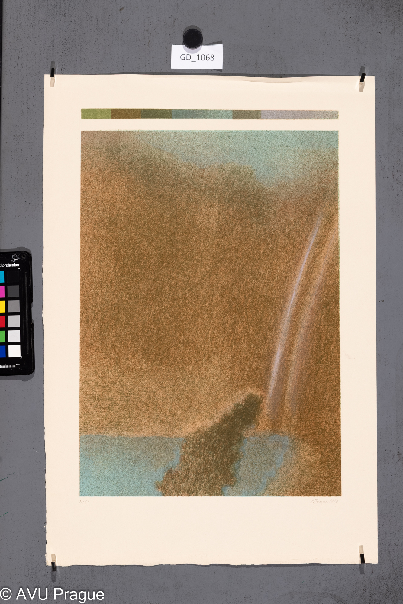 Bohumil Franc, Krajina, 1980,Litografie - čtyři barvy, 39,8 x 26,7,49 x 33 - všup - Sklenář