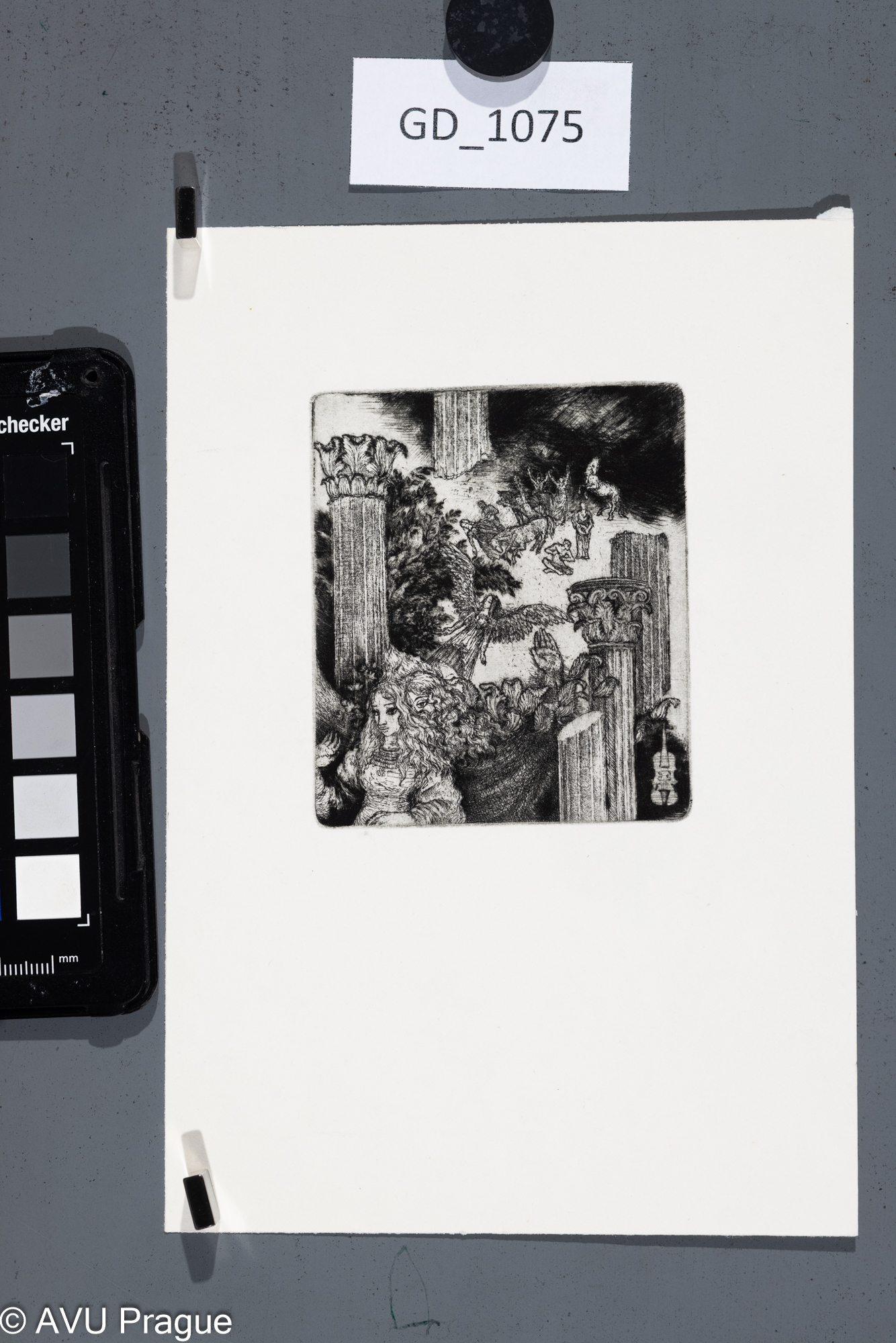 Ivana Kantůrková, Andělé s korintskými sloupy, Lept, 8,2 x 7,1,19 x 12,9, Čepelák