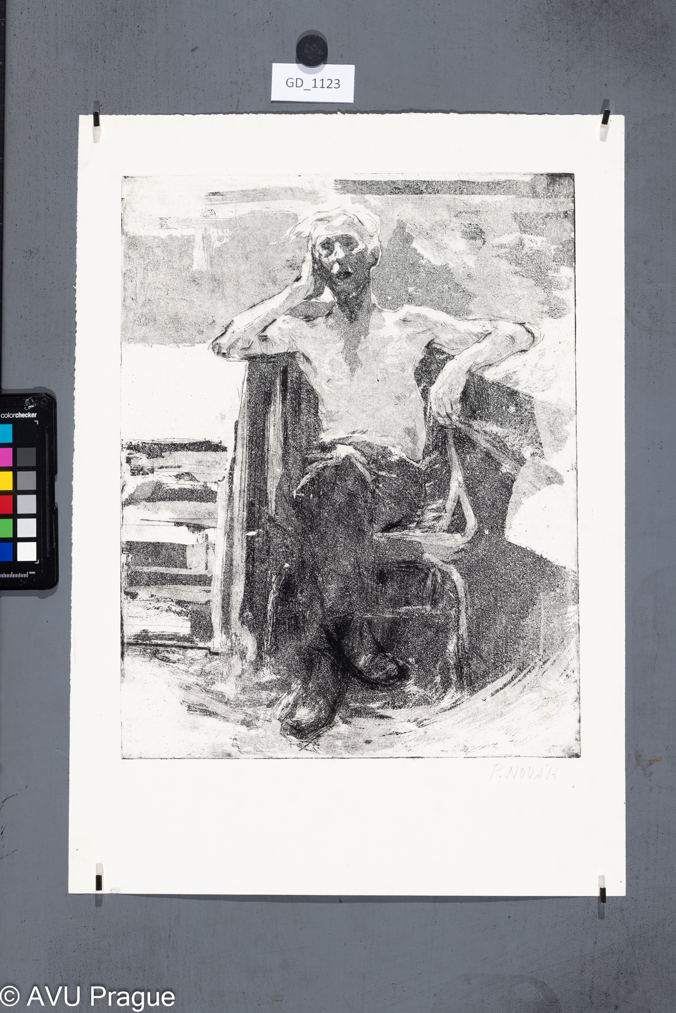 Petr Novák, Model, Akvatinta - suchá jehla, 37,1 x 29, 49,5 x 35,2,