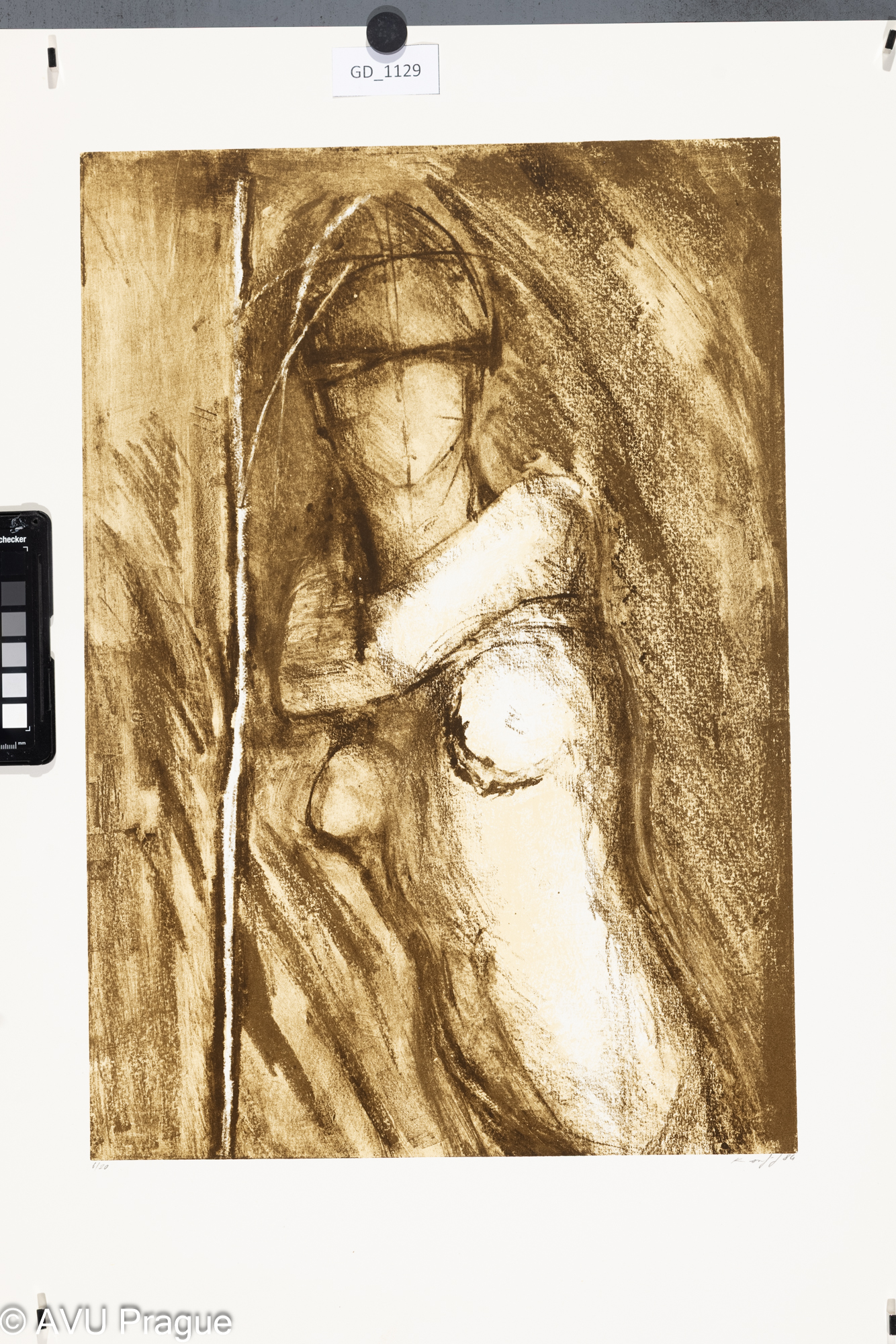 Jan Kunovský, Ženský akt, 1984, Litografie -tři barvy, 49,8 x 34,5,65 x 48,9, Čepelák